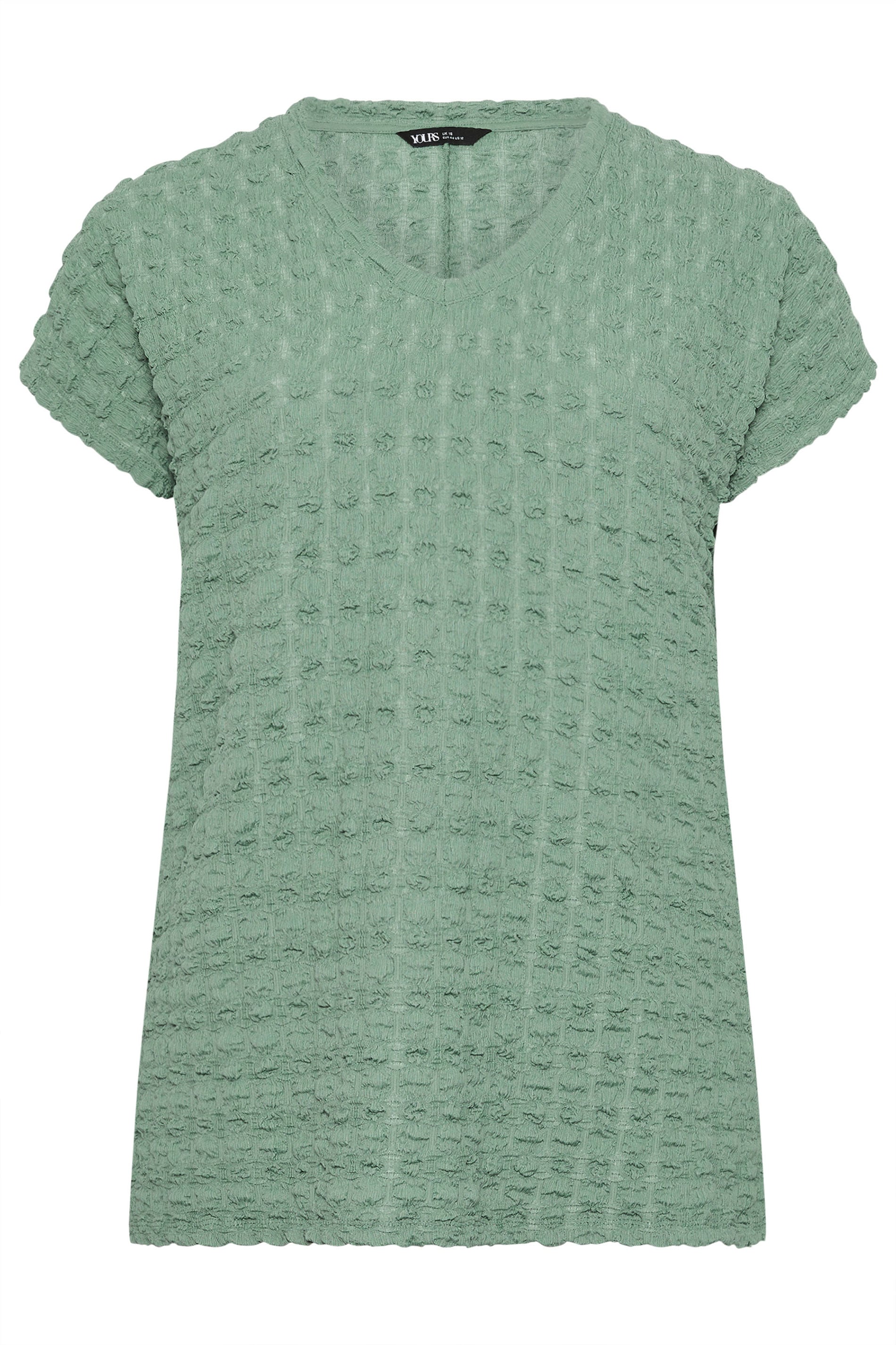 YOURS Plus Size Sage Green Bubble Textured T-Shirt | Yours Clothing 5