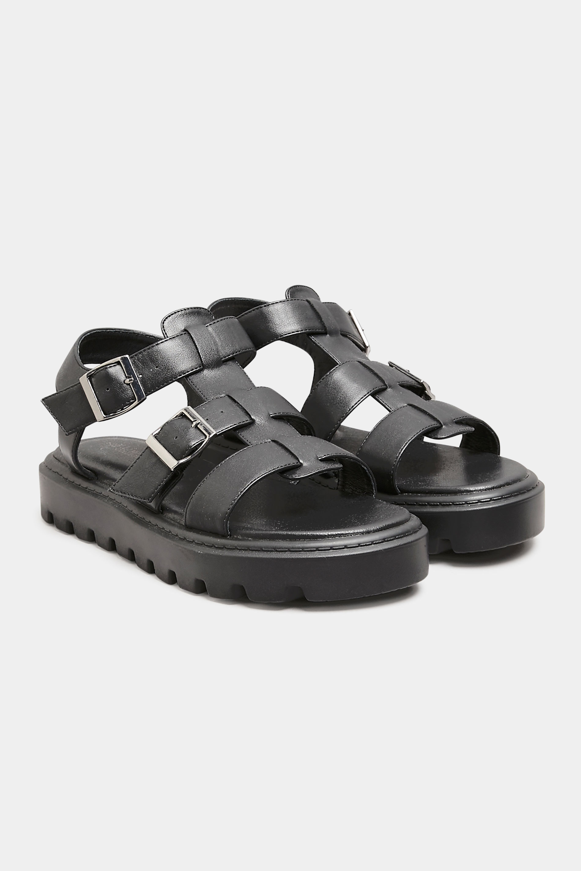 Chaussures Pieds Larges Sandales Pieds Larges | LIMITED COLLECTION - Spartiates Plateformes Noires Pieds Extra Larges EEE - DZ78667