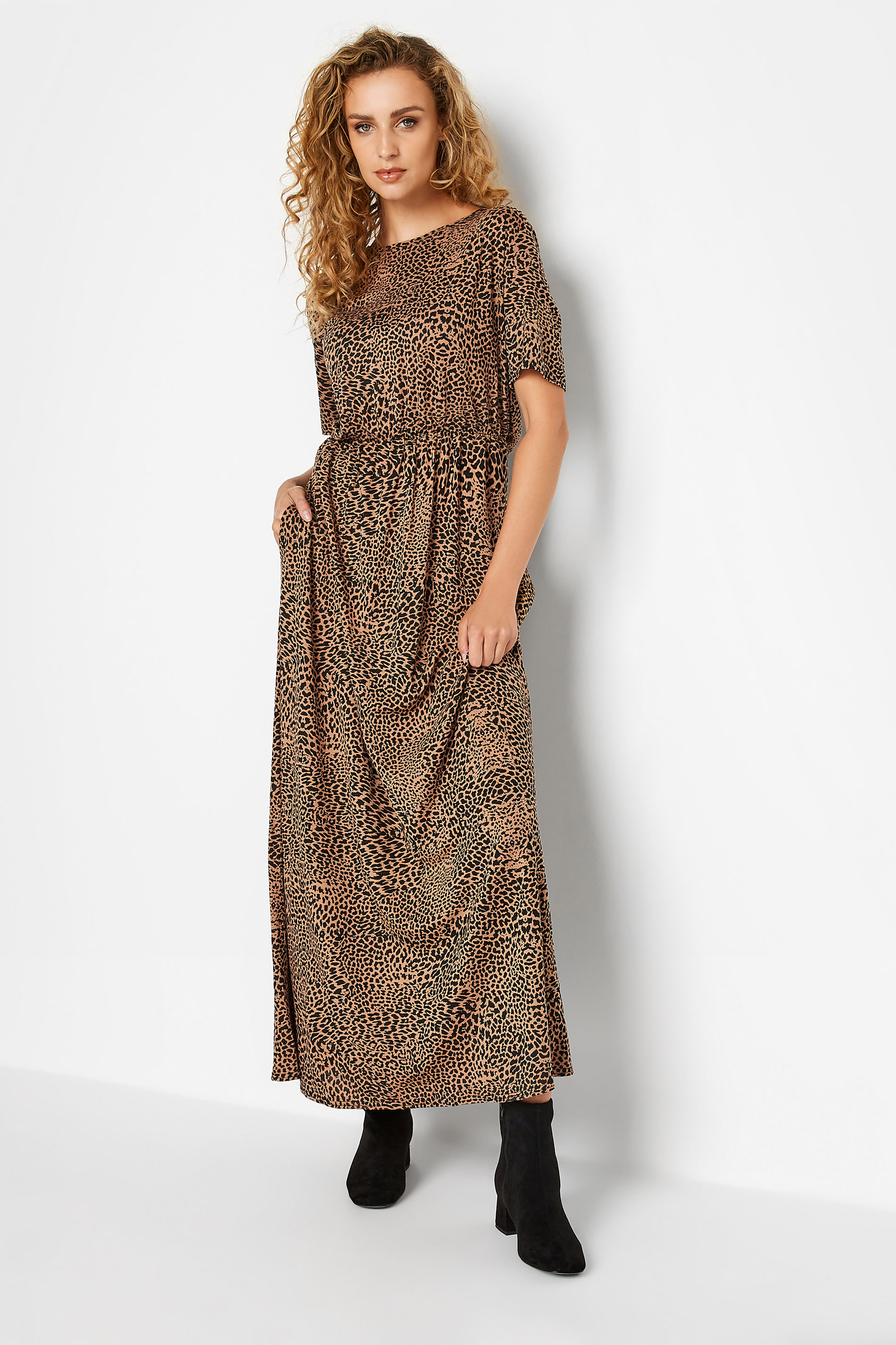 LTS Tall Brown Leopard Print Pocket Midaxi Dress 1