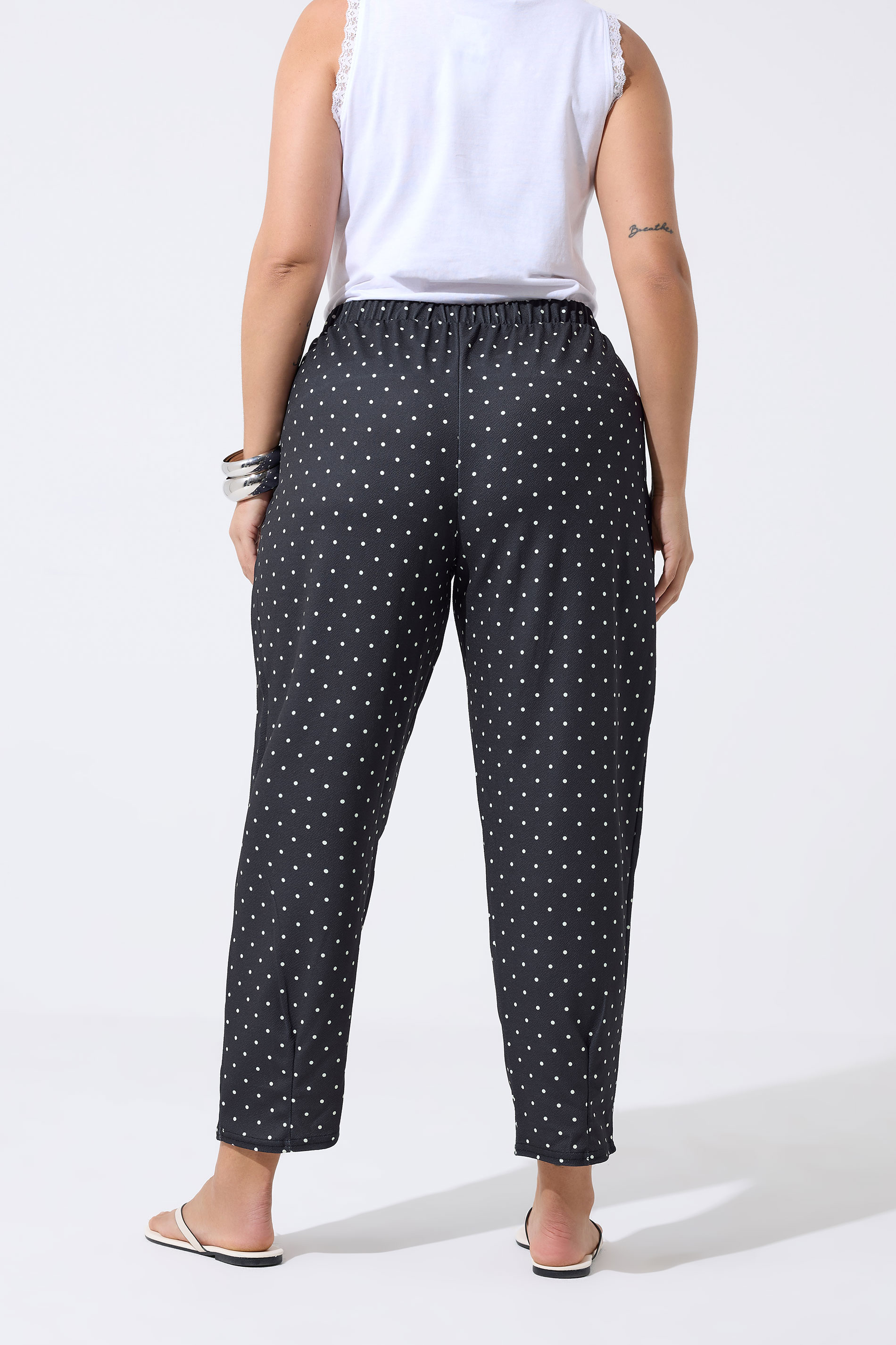 LIMITED COLLECTION Plus Size Black Polka Dot Barrel Trousers | Yours Clothing 4