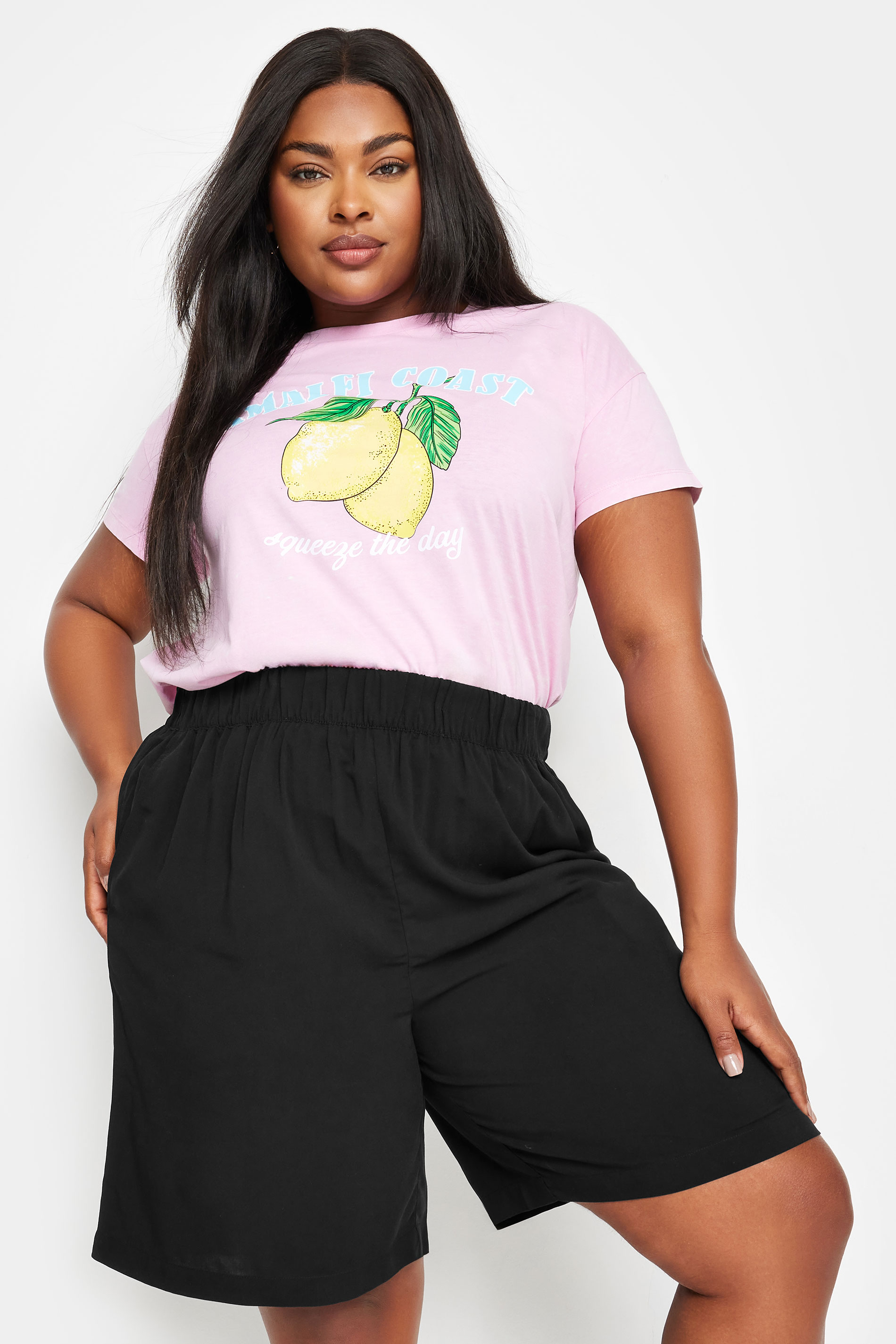 YOURS Plus Size Black Pull On Shorts | Yours Clothing 2