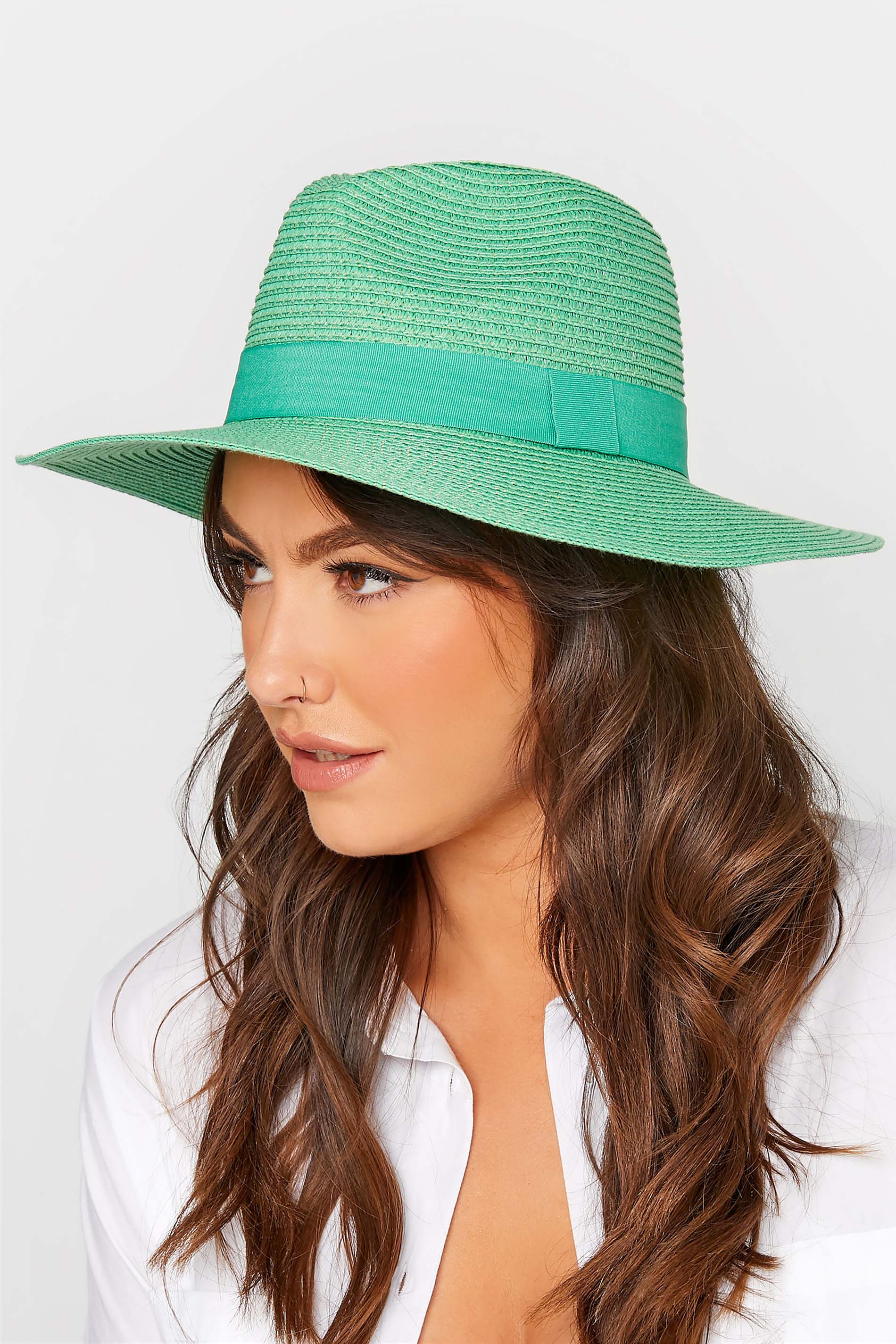 Green Straw Fedora Hat | Yours Clothing  1