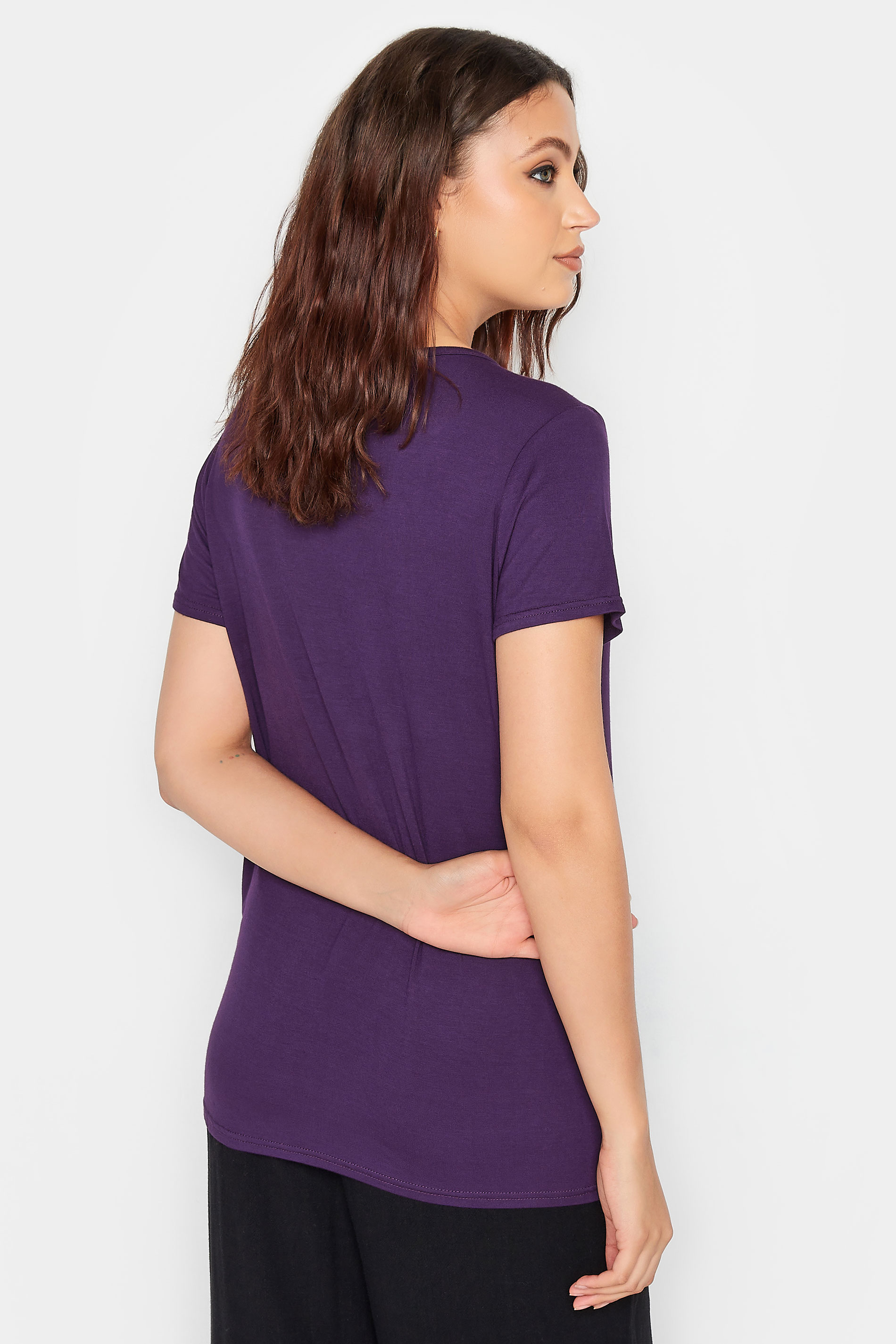 LTS Tall Women's Dark Purple V-Neck T-Shirt | Long Tall Sally 3