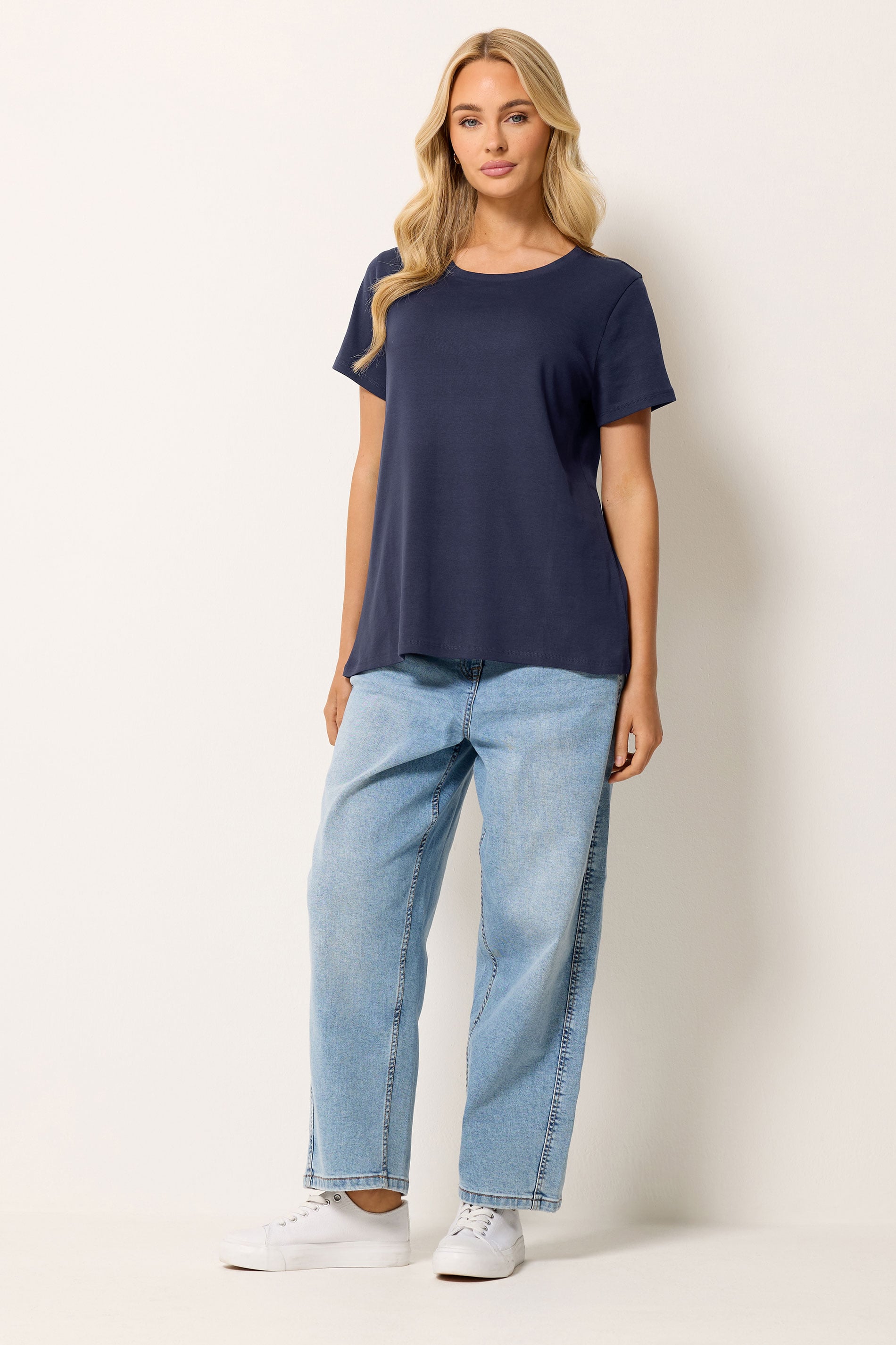 M&Co 2 PACK White and Navy Blue Cotton Crew Neck T-Shirts | M&Co 2