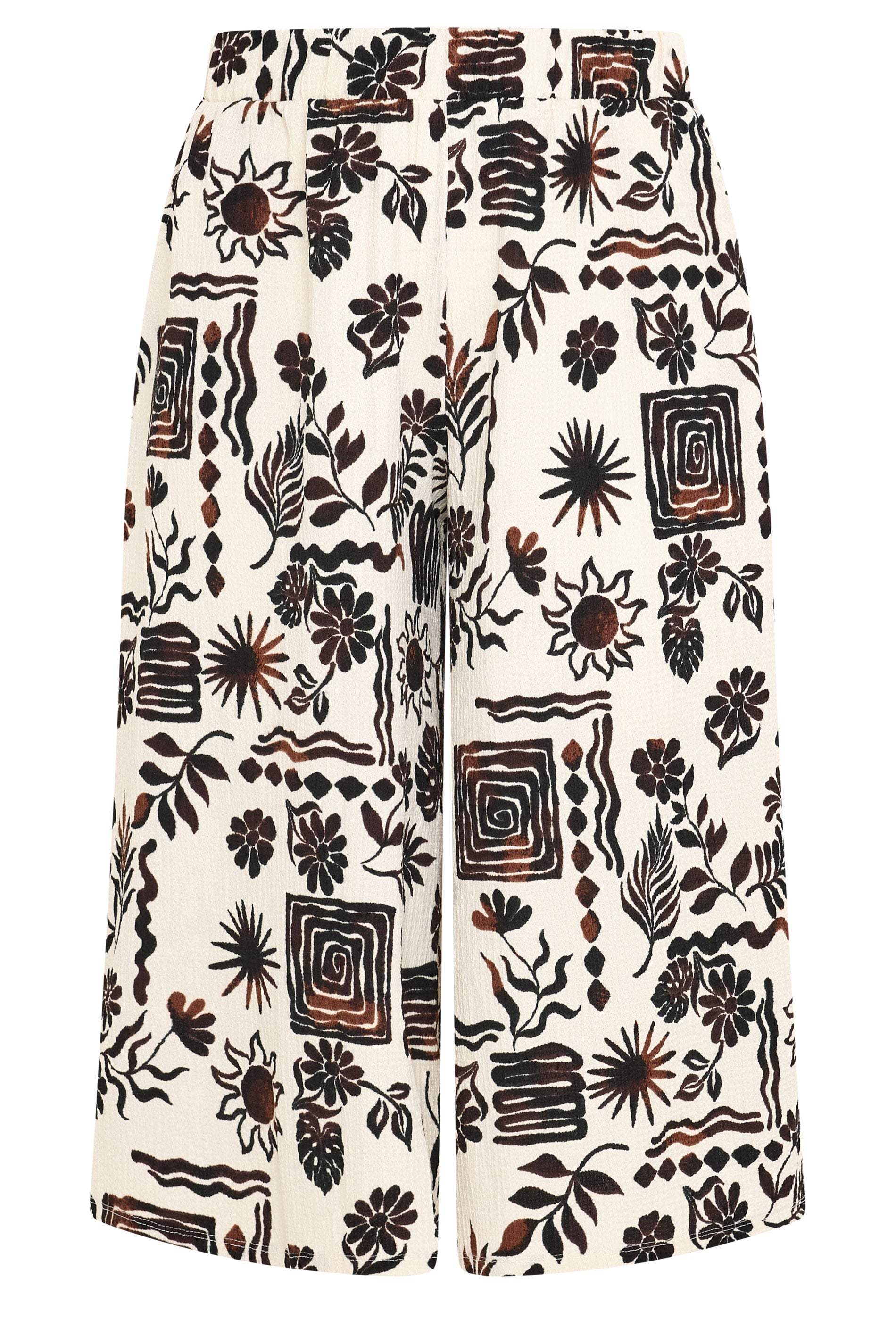YOURS Plus Size Natural Brown Sun Print Culottes | Yours Clothing 5