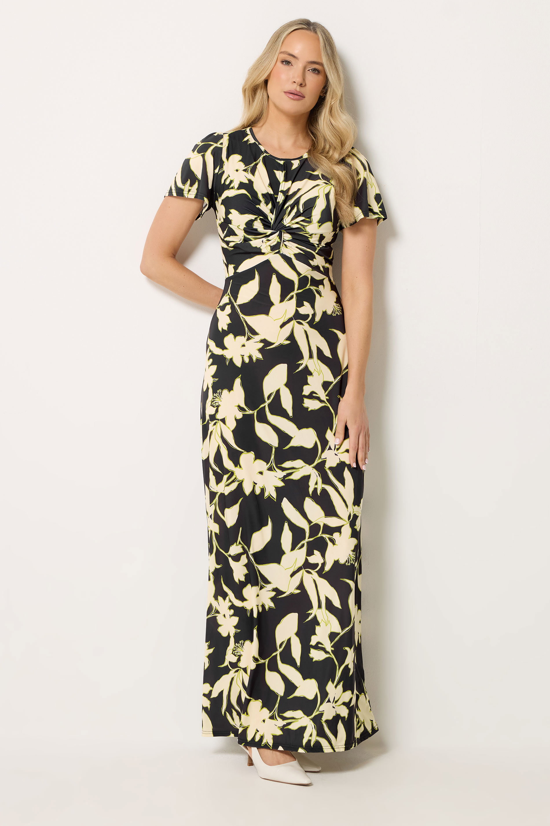 LTS Tall Black Floral Twist Front Maxi Dress | LongTallSally 3