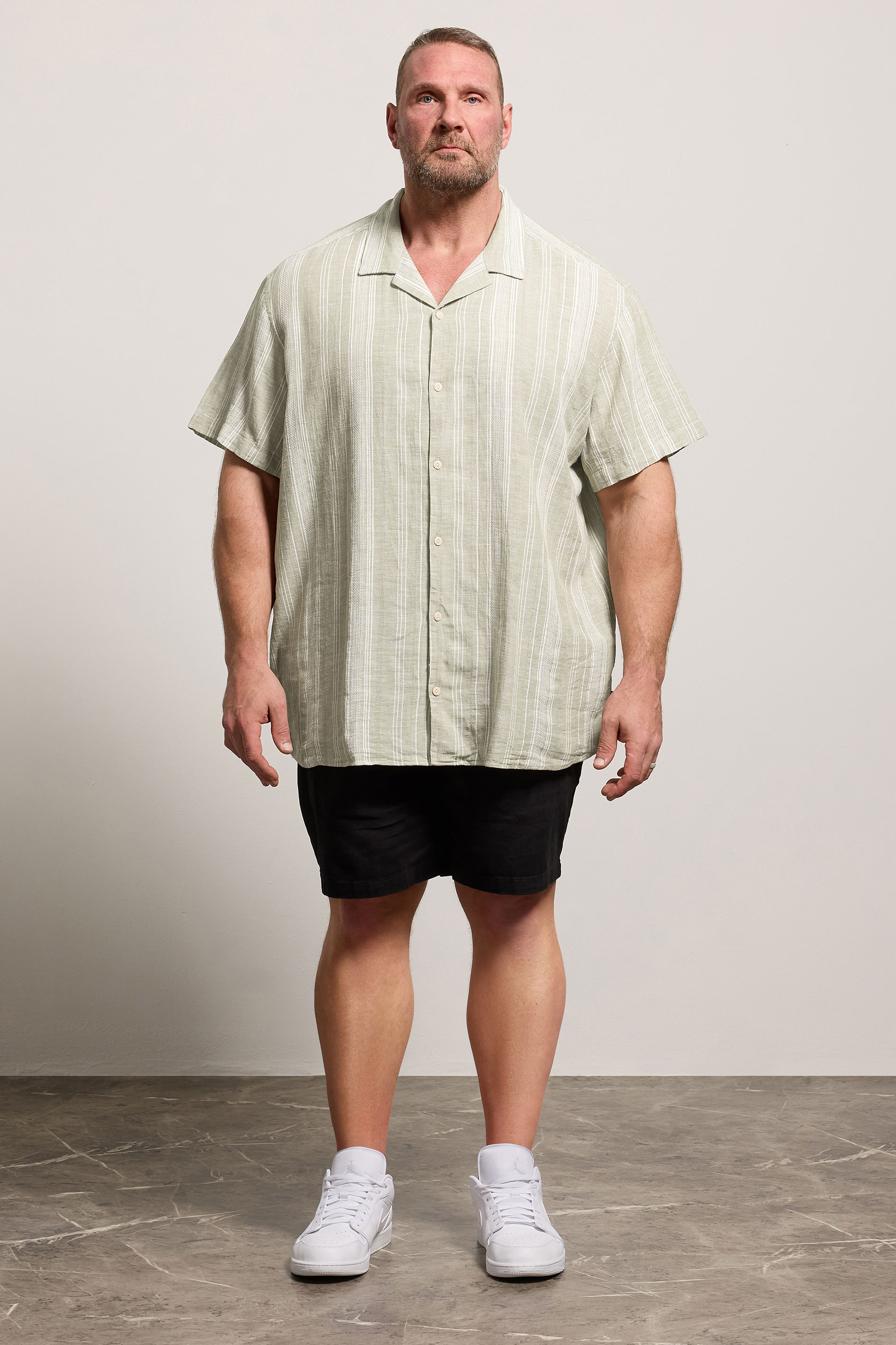 JACK & JONES Big & Tall Green Linen Blend Resort Shirt | BadRhino 1