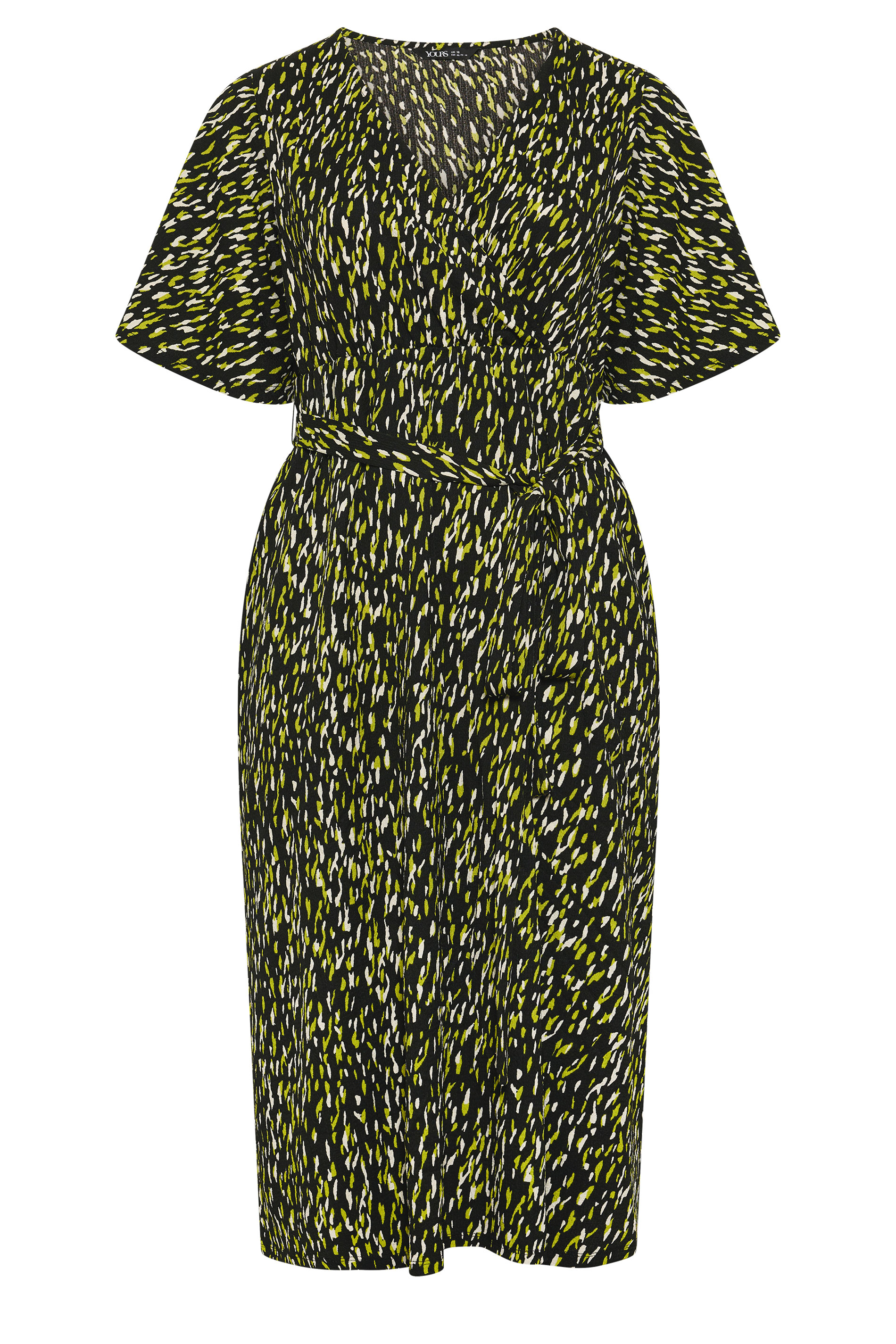 YOURS Plus Size Black Abstract Wrap Front Dress | Yours Clothing 5