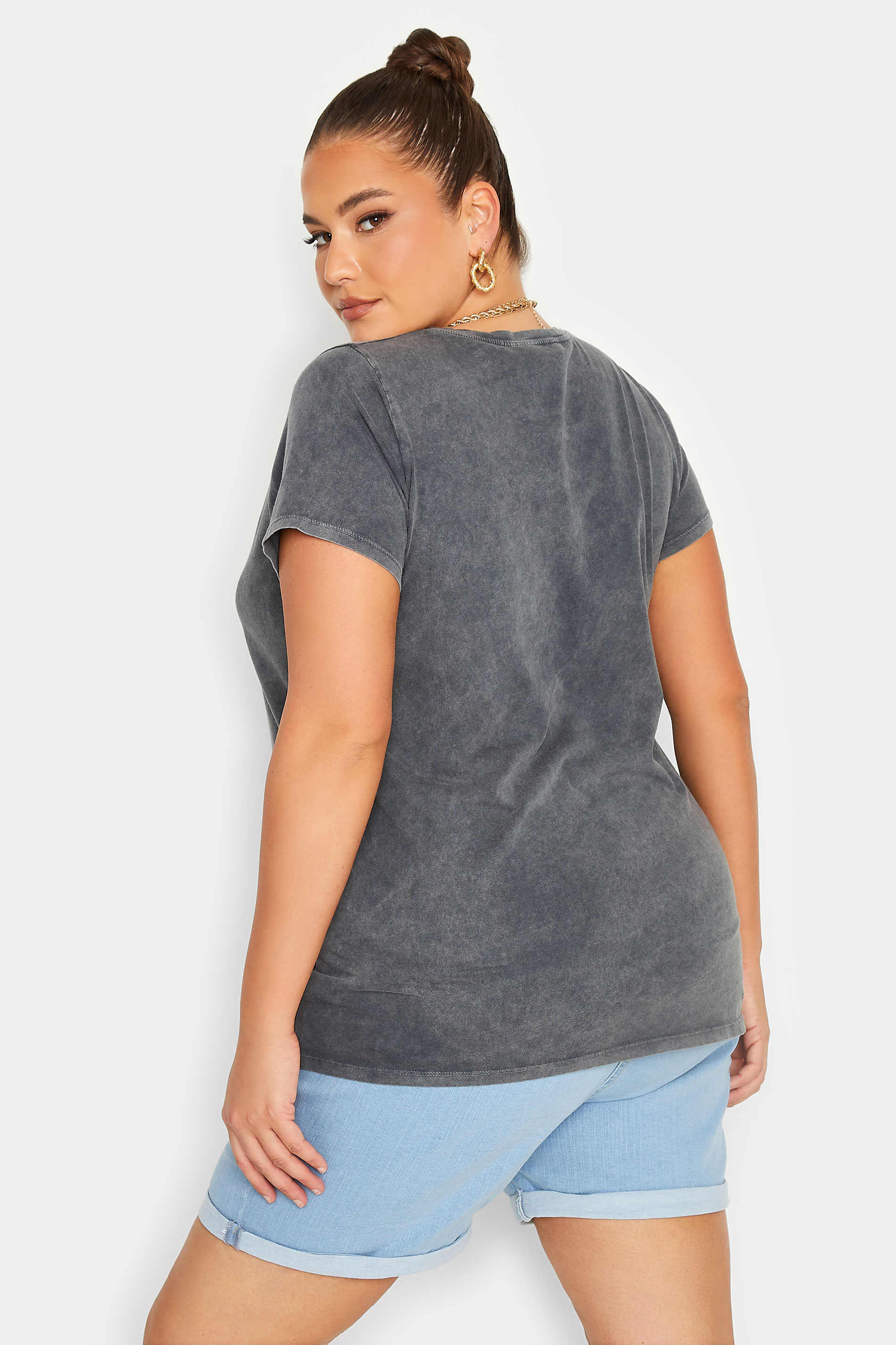 YOURS Curve Charcoal Grey 'Make It Happen' Slogan T-Shirt | Yours Clothing  3