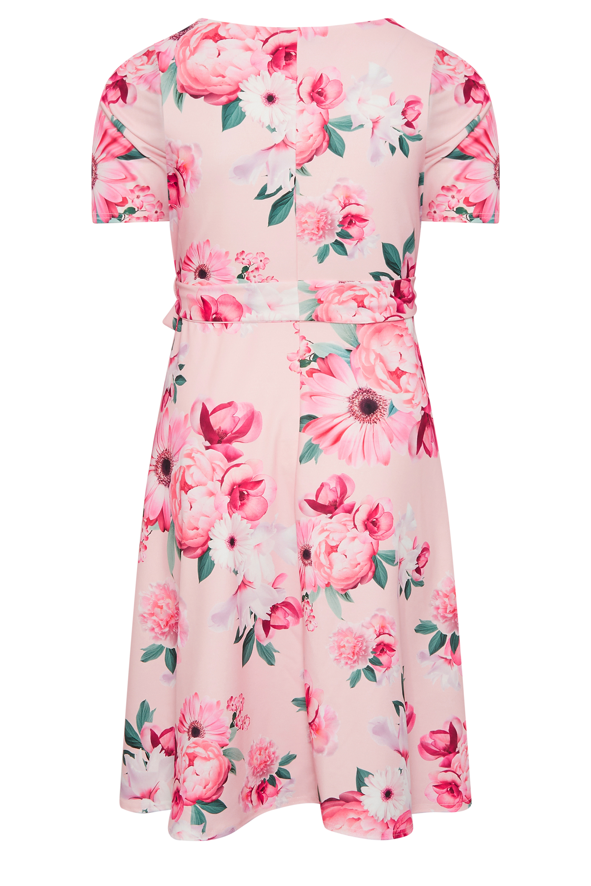 YOURS LONDON Plus Size Pink Floral Print Skater Dress | Yours Clothing