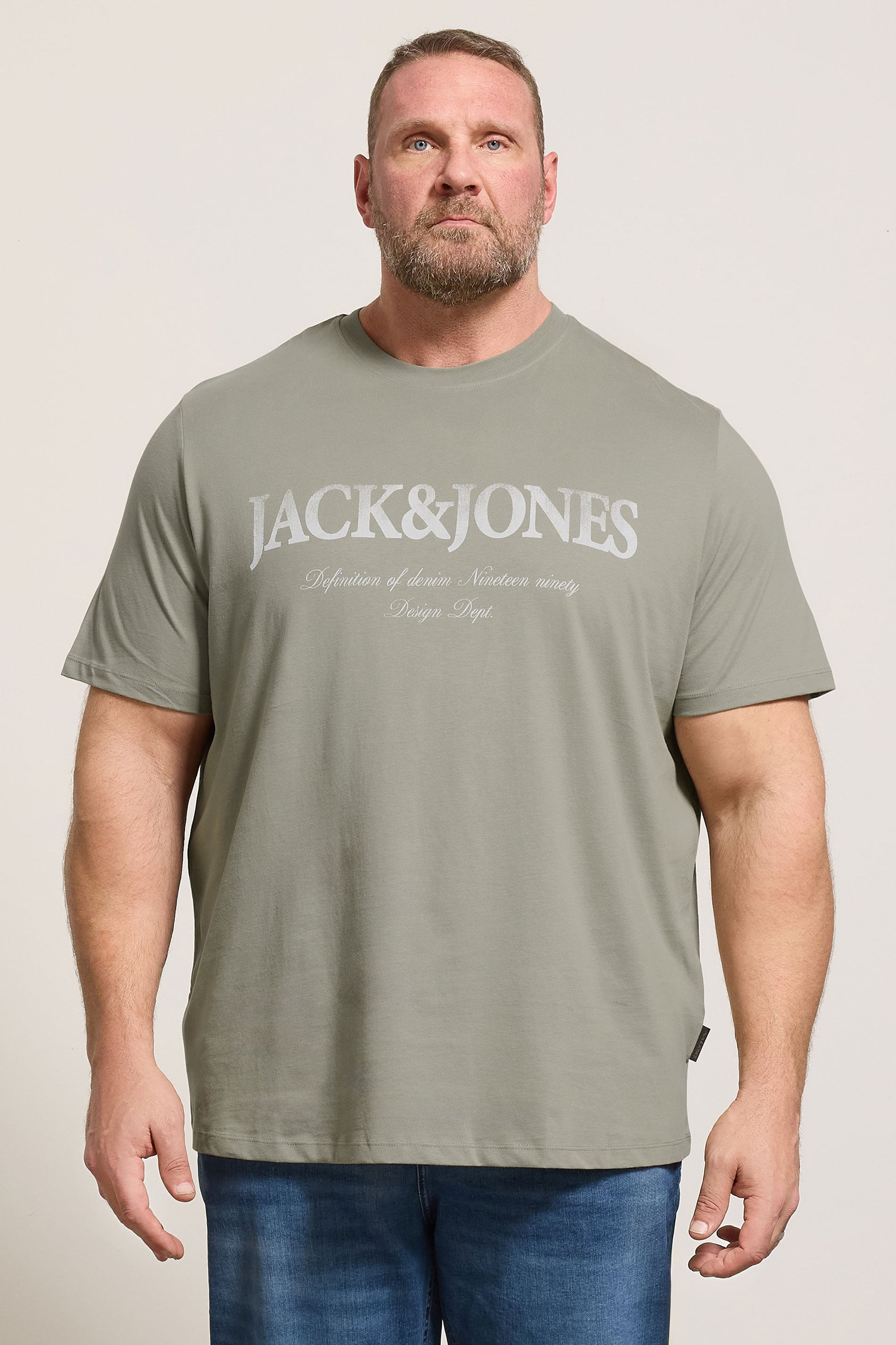 JACK & JONES Big & Tall Vetiver Green Short Sleeve Graphic T-Shirt | BadRhino 3