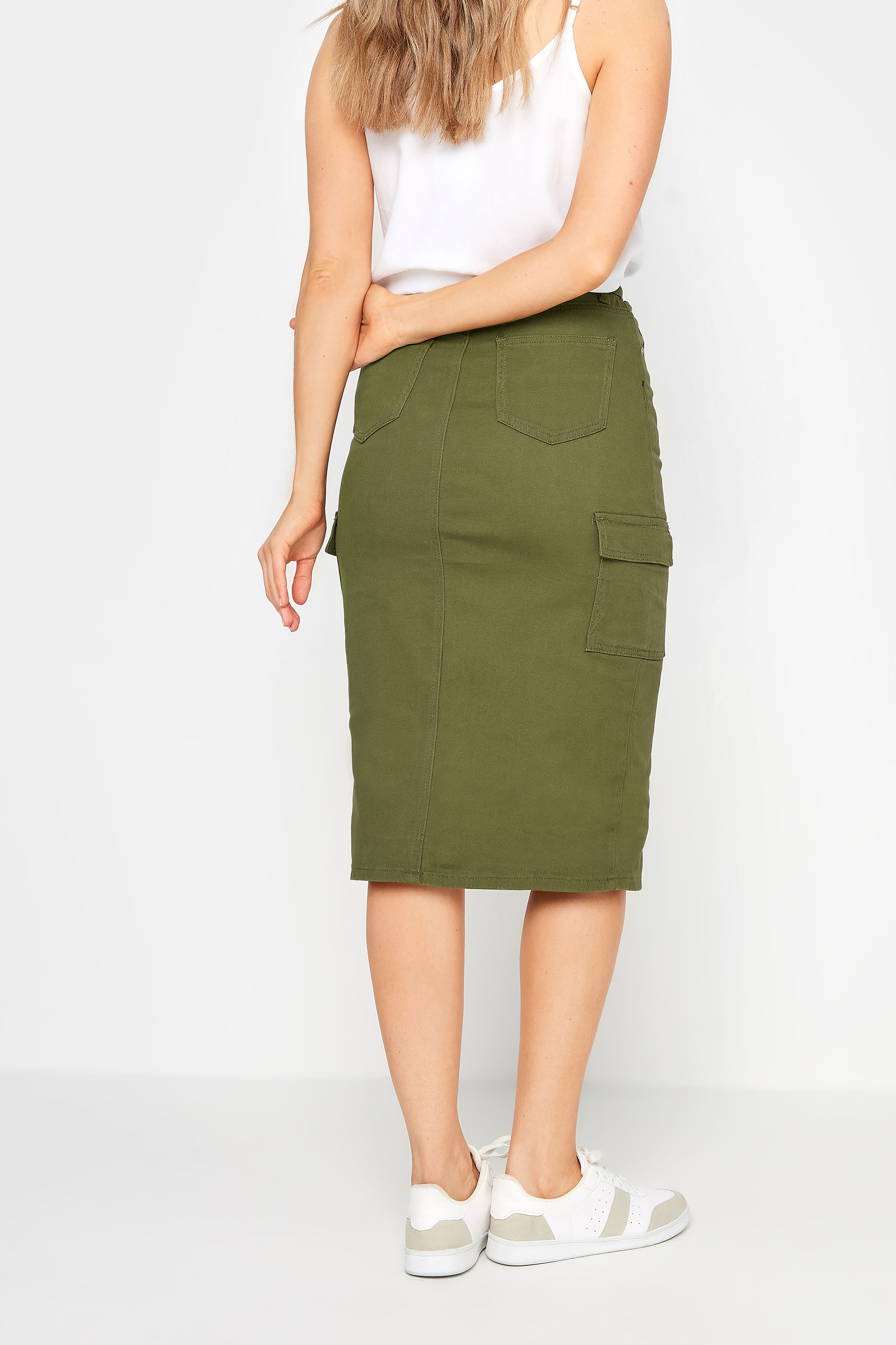 LTS Tall Khaki Green Cargo Midi Skirt | Long Tall Sally 3