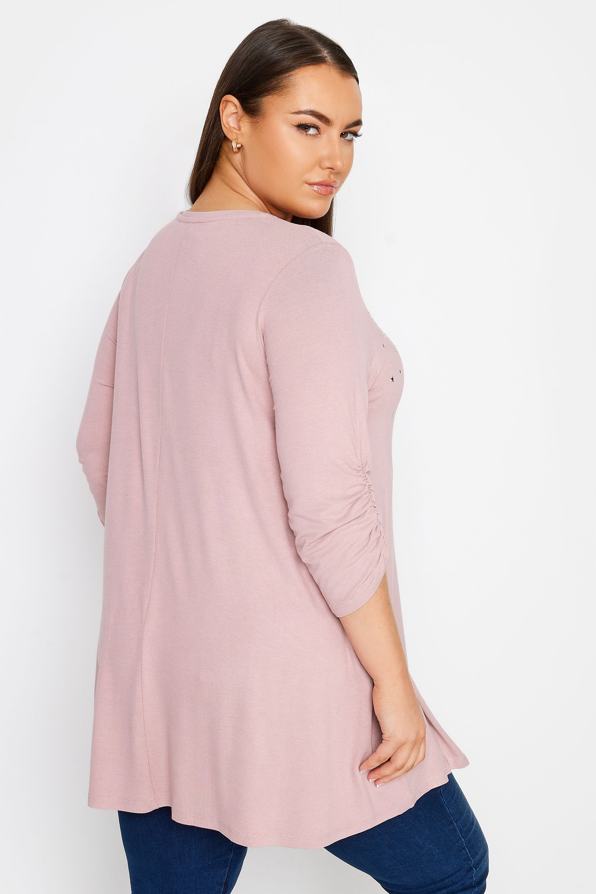 YOURS Plus Size Pink Star Embellished Swing Top | Yours Clothing 3