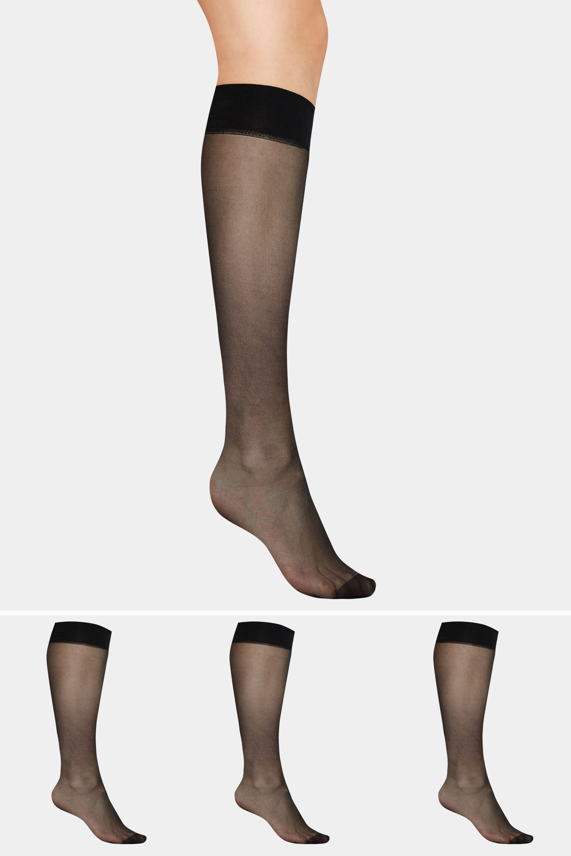 Black 3 PACK Knee High 15 Denier Tights | Long Tall Sally