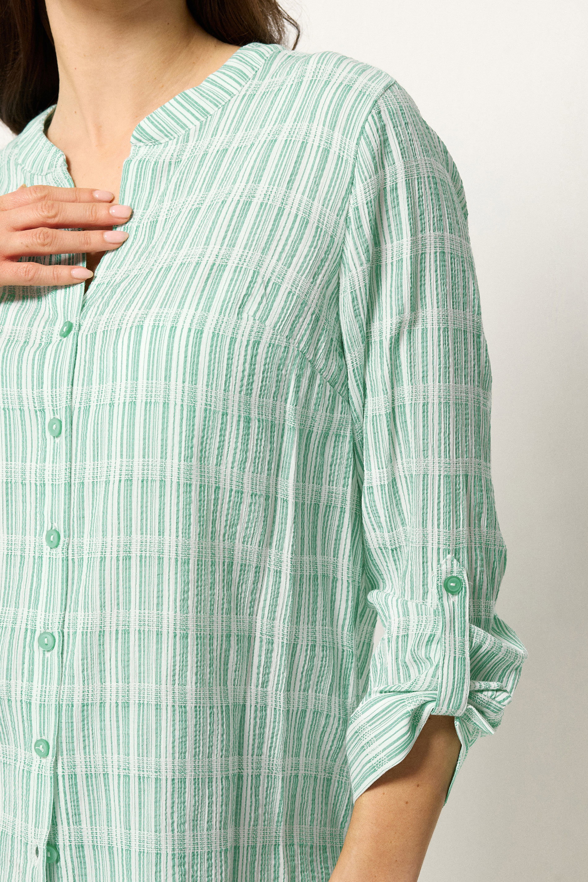 M&Co Green Stripe Notch Neck Blouse | M&Co 4