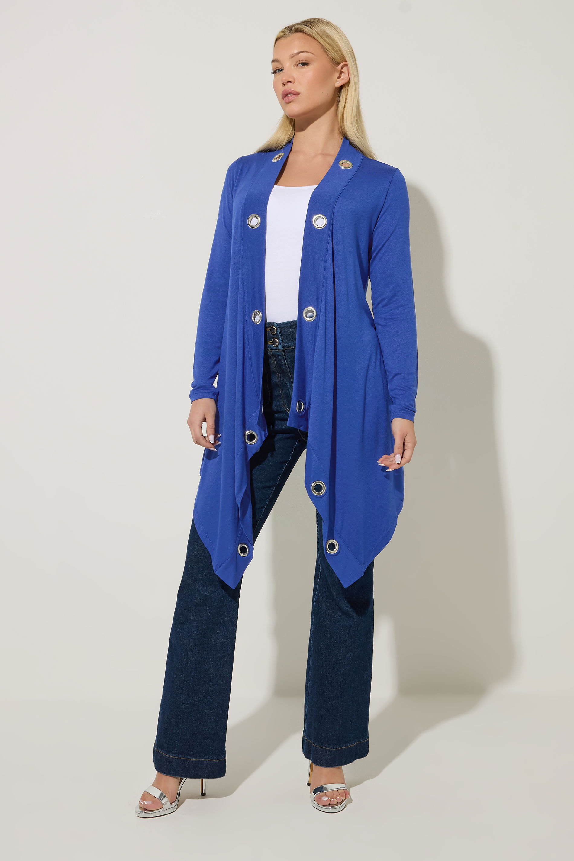 STAR Blue Eyelet Detail Waterfall Cardigan | StarByJM 3