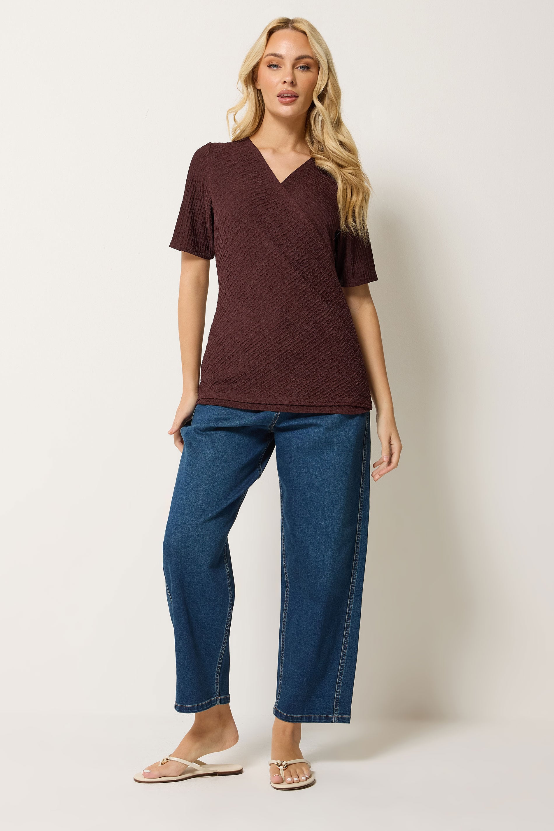 M&Co Rust Brown Textured Wrap Top | M&Co 2