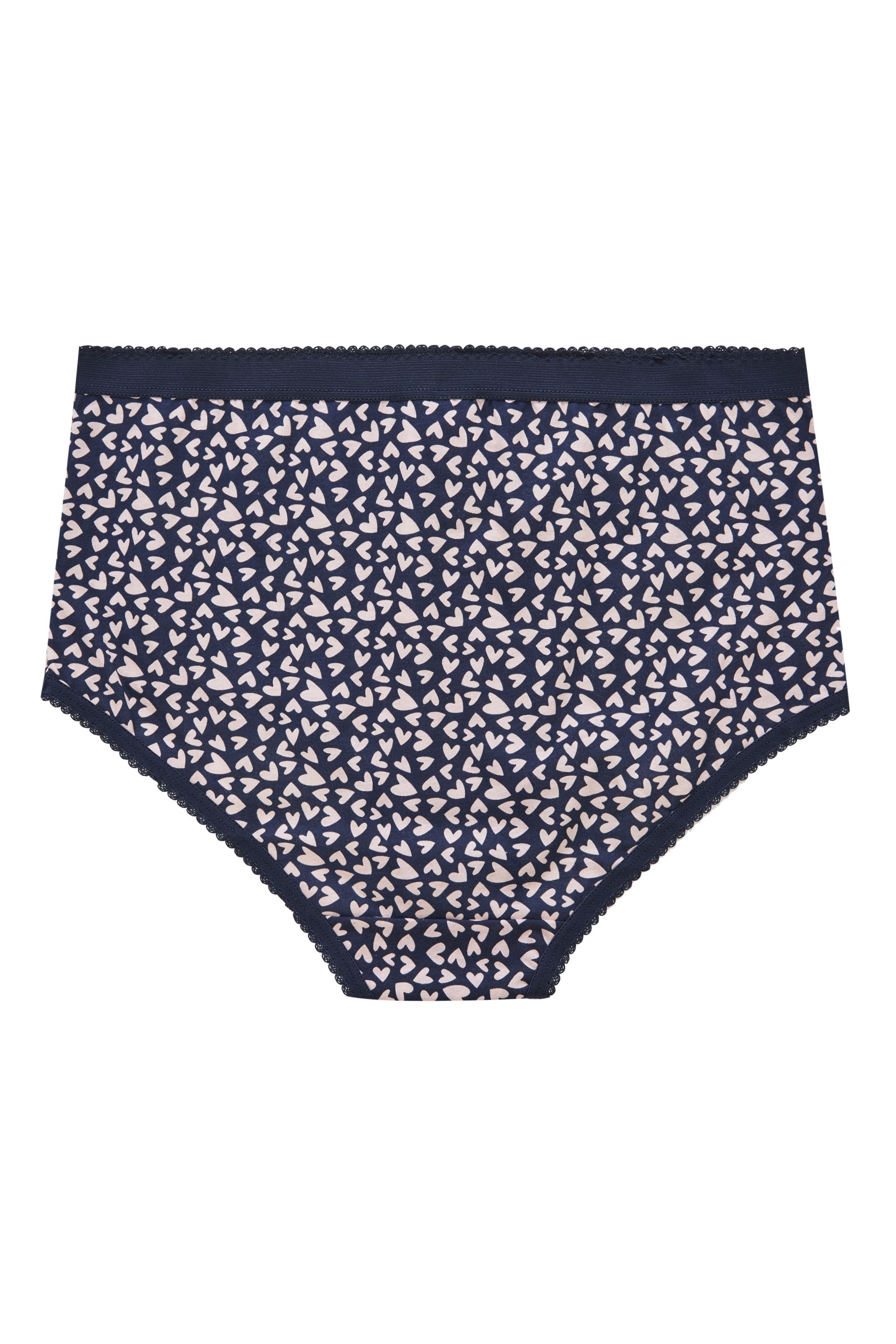 5 PACK Navy Heart & Spot Full Briefs | Yours Clothing