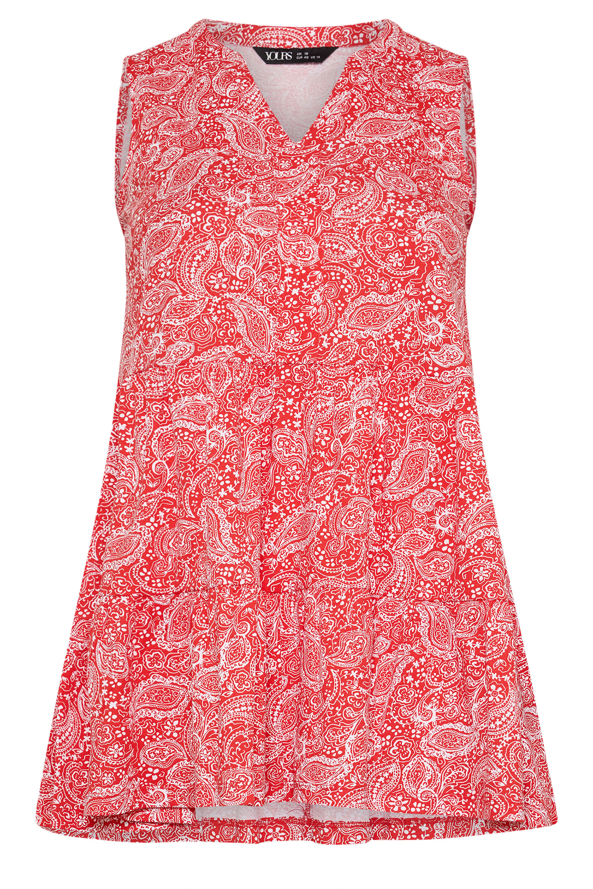 YOURS Plus Size Orange Paisley Notch Neck Vest Top | Yours Clothing 5