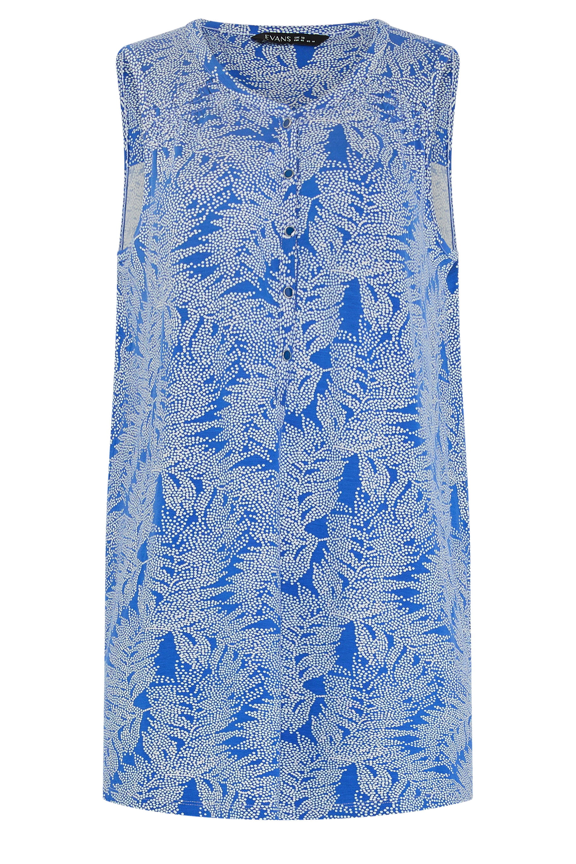 EVANS Plus Size Cobalt Blue Palm Print Vest Top | Evans 5