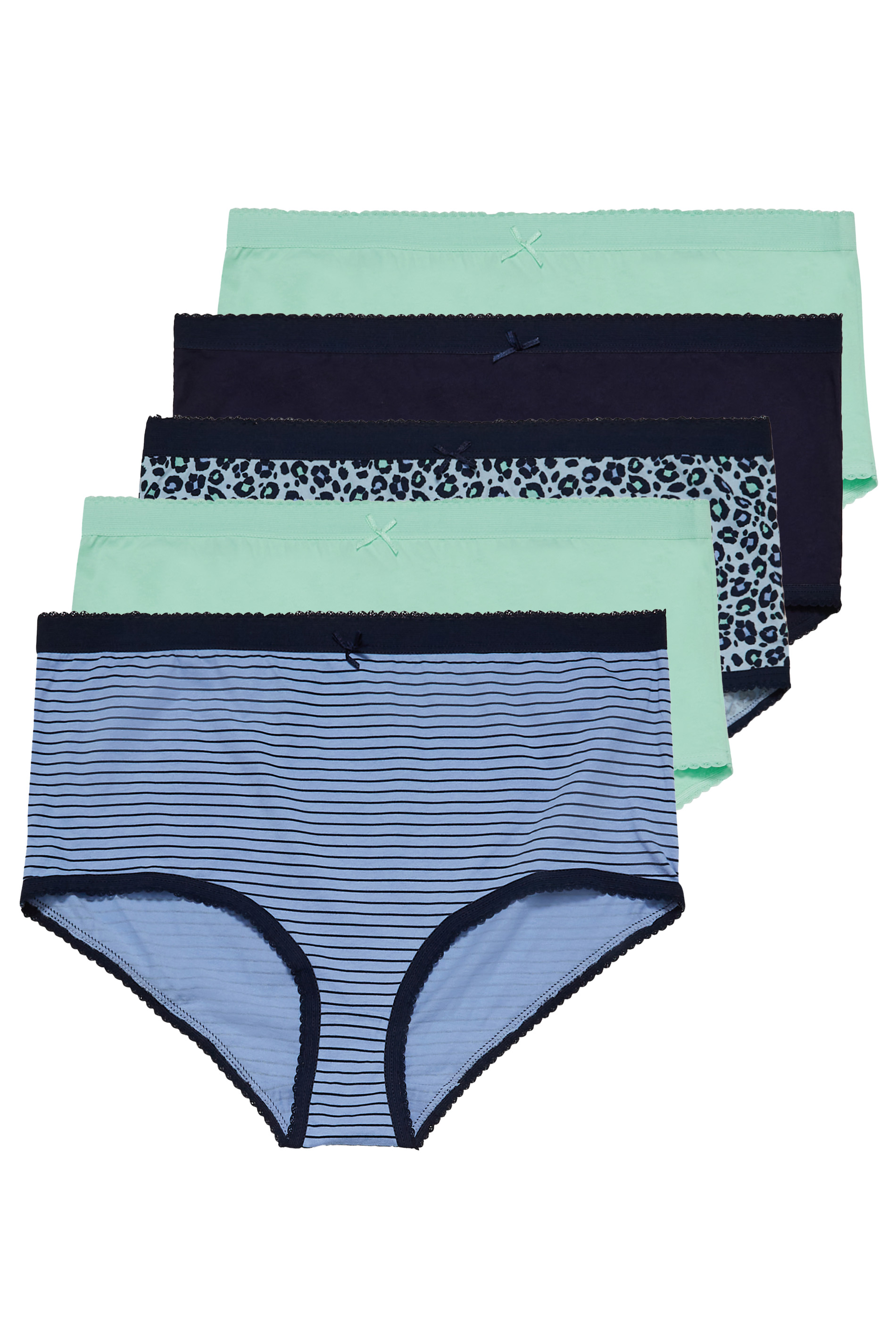 YOURS Curve Plus Size 5 PACK Blue Leopard Print Full Briefs | Yours Clothing  3