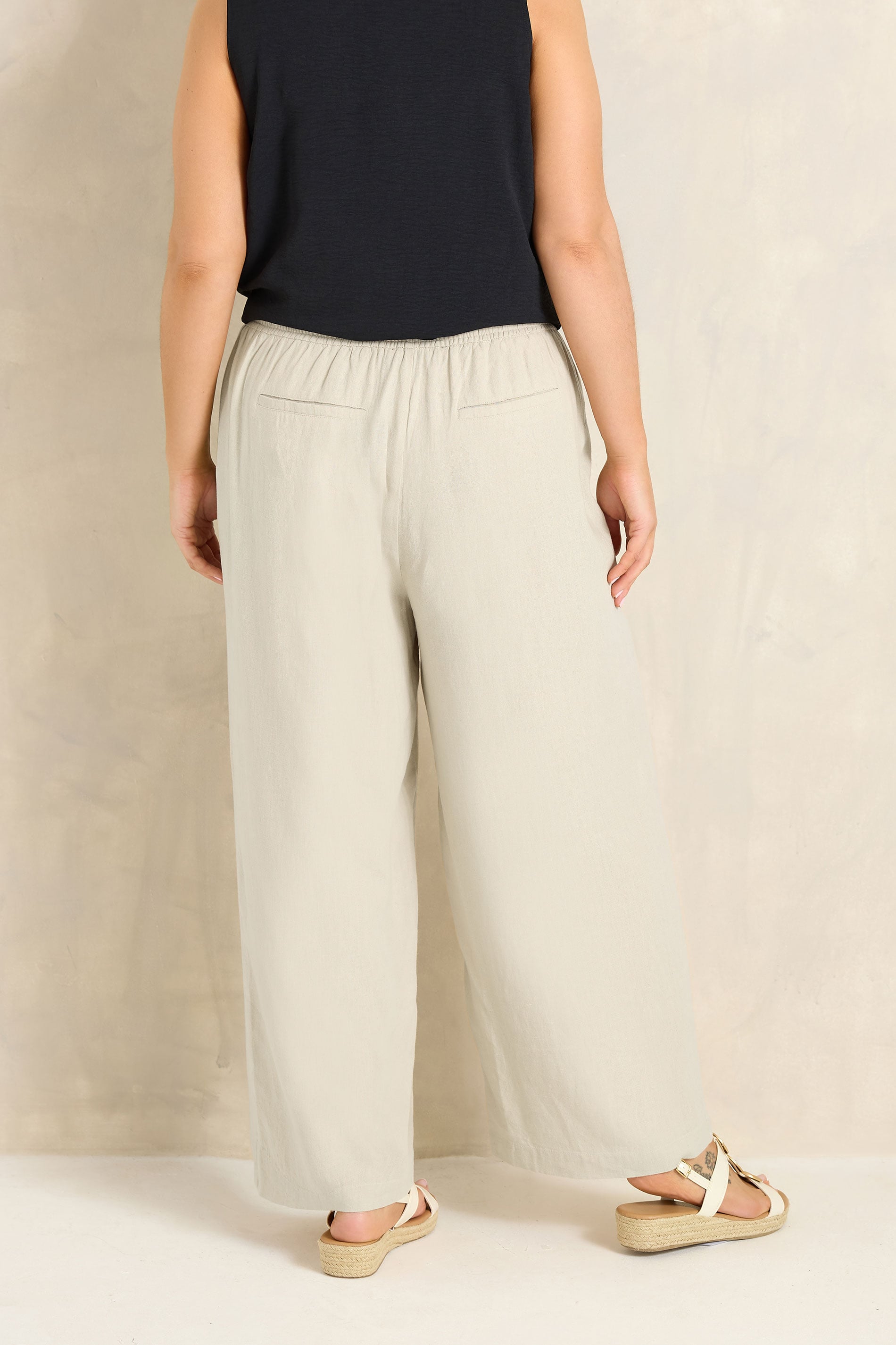 EVANS Plus Size Cream Linen Wide Leg Trouser | Evans 2