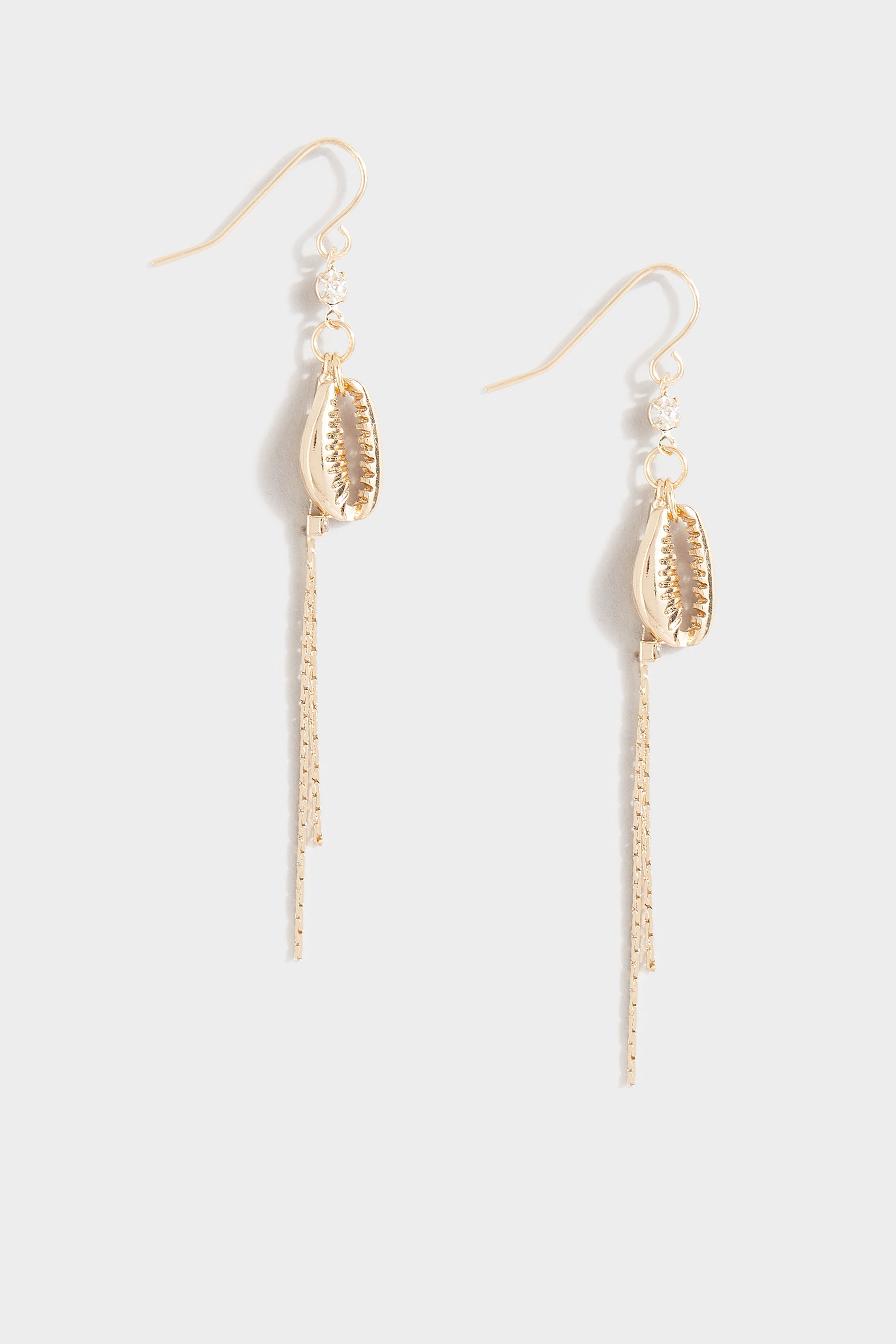 Gold Shell Tassel Long Earrings | Yours Clothing 1