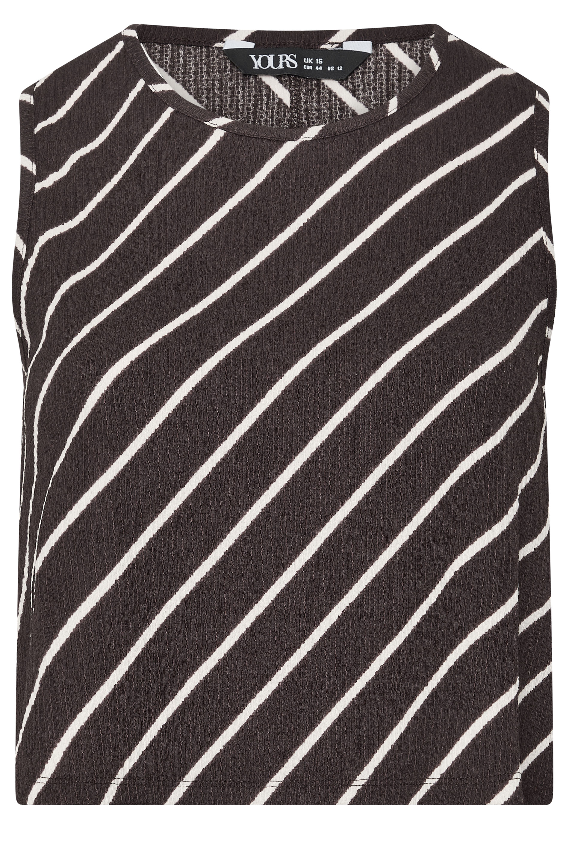 YOURS Plus Size Chocolate Brown Stripe Vest Top | Yours Clothing 1
