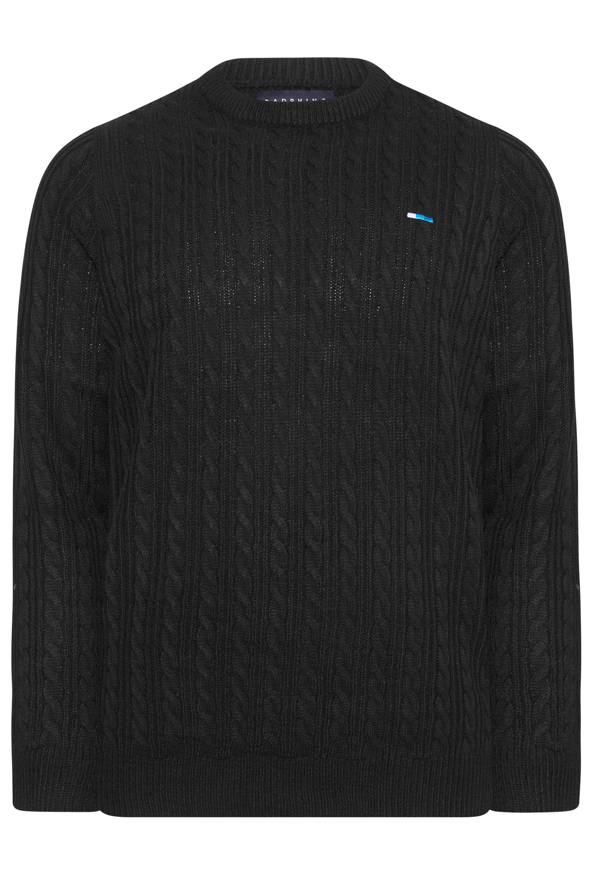 BadRhino Black Essential Cable Knitted Jumper | BadRhino 3