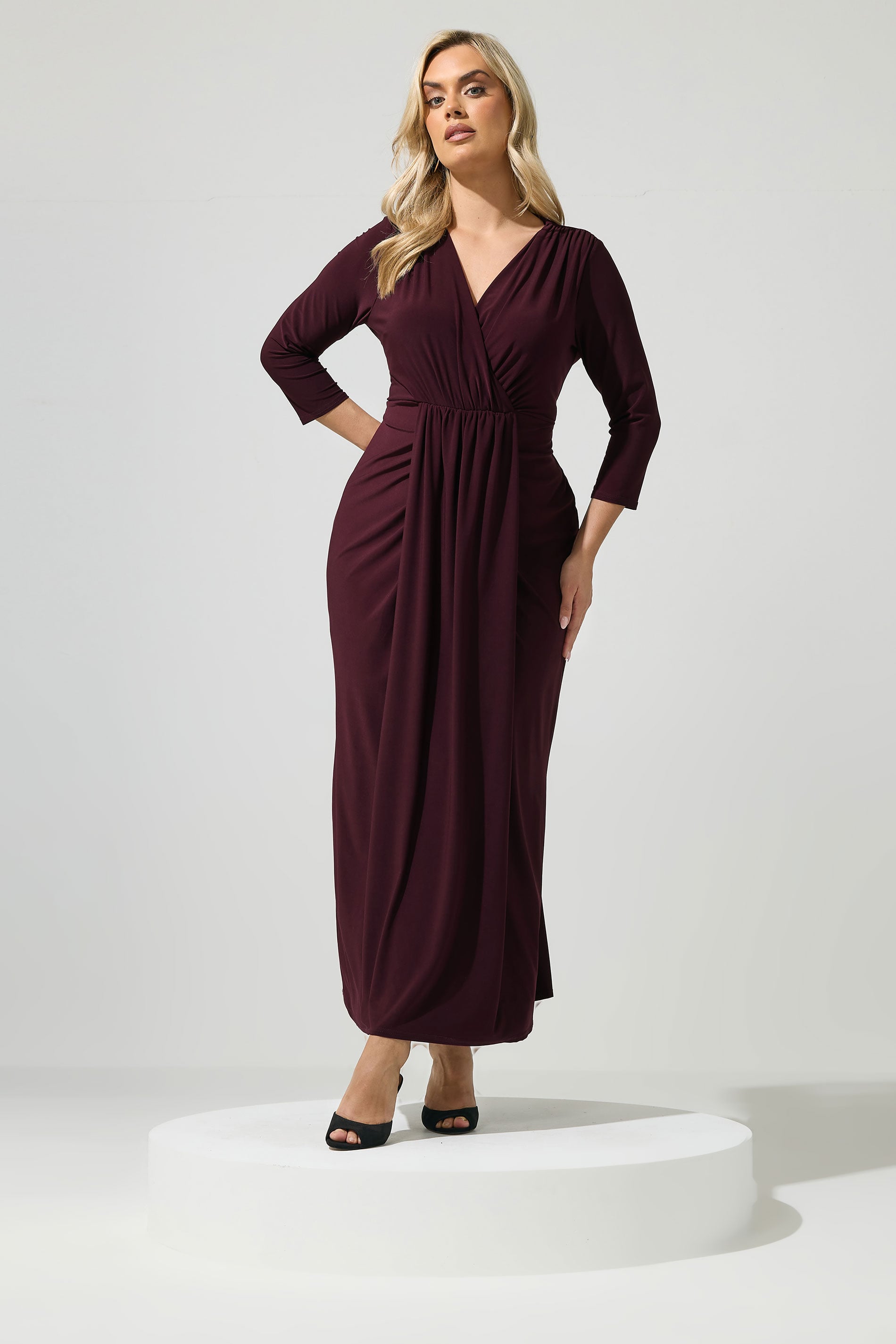 YOURS LONDON Plus Size Purple Maxi Drape Dress | Yours Clothing 3