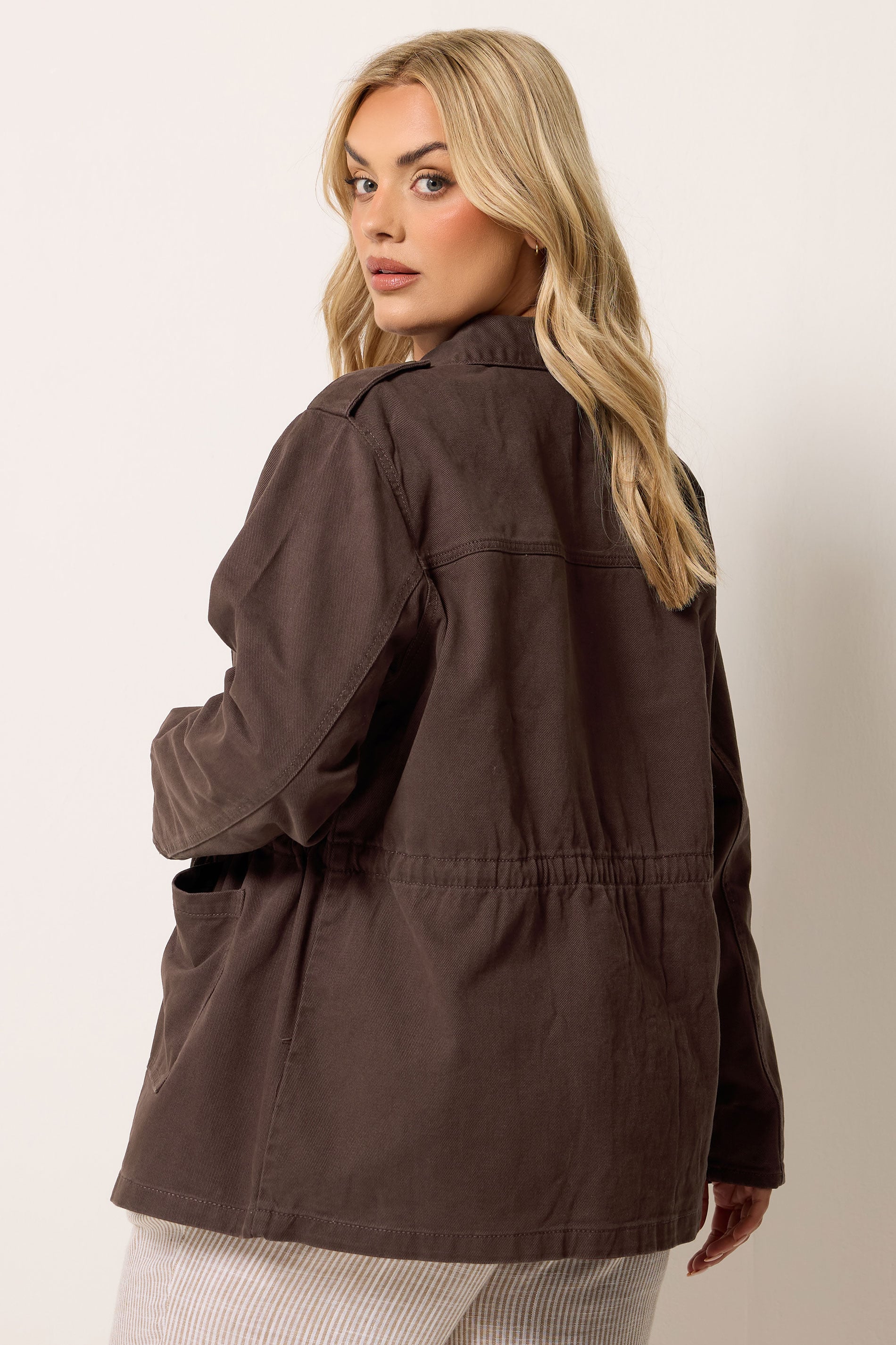 YOURS Plus Size Chocolate Brown Carpenter Jacket | Yours Clothing 2