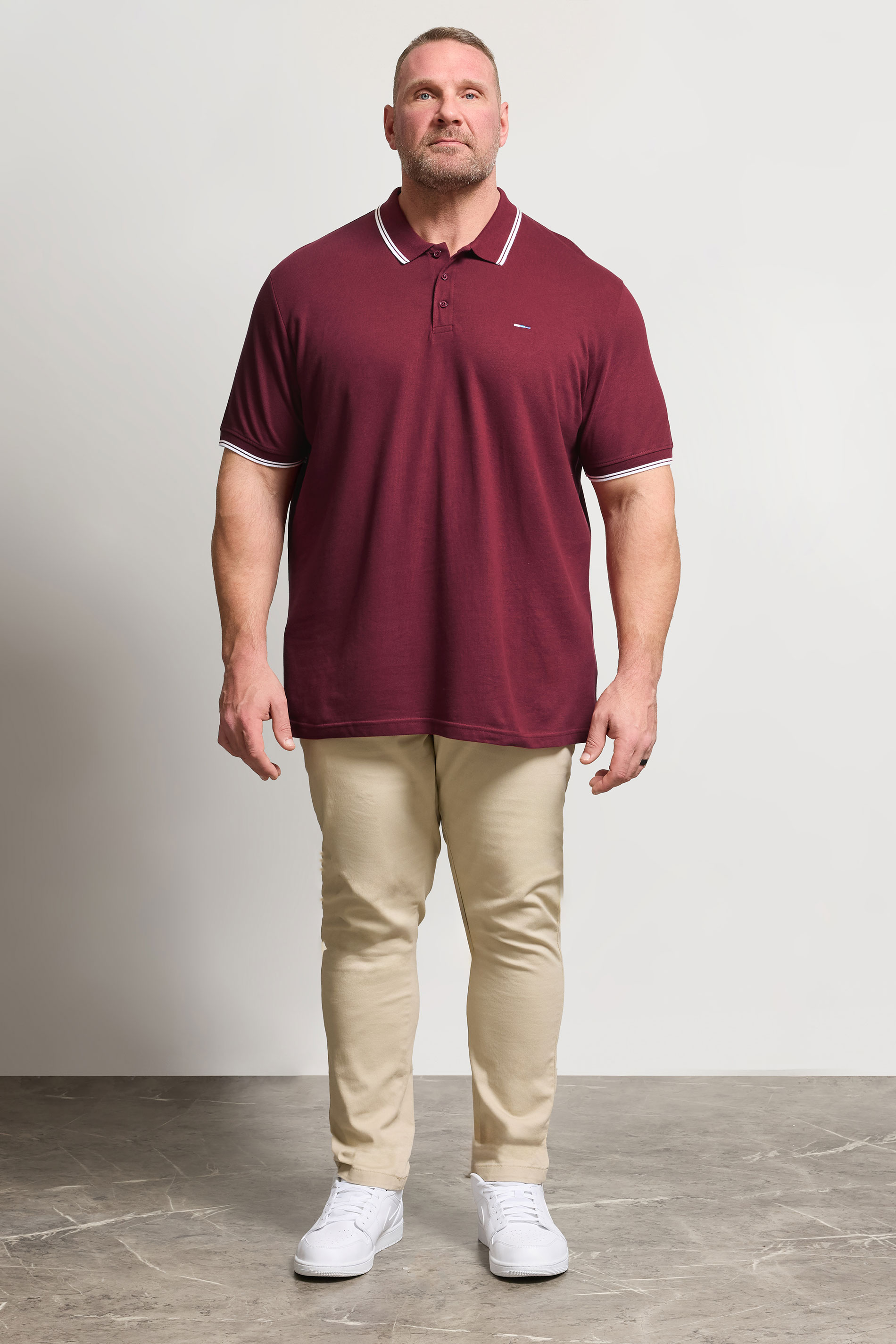 BadRhino Big & Tall Burgundy Red Tipped Polo Shirt | BadRhino 1