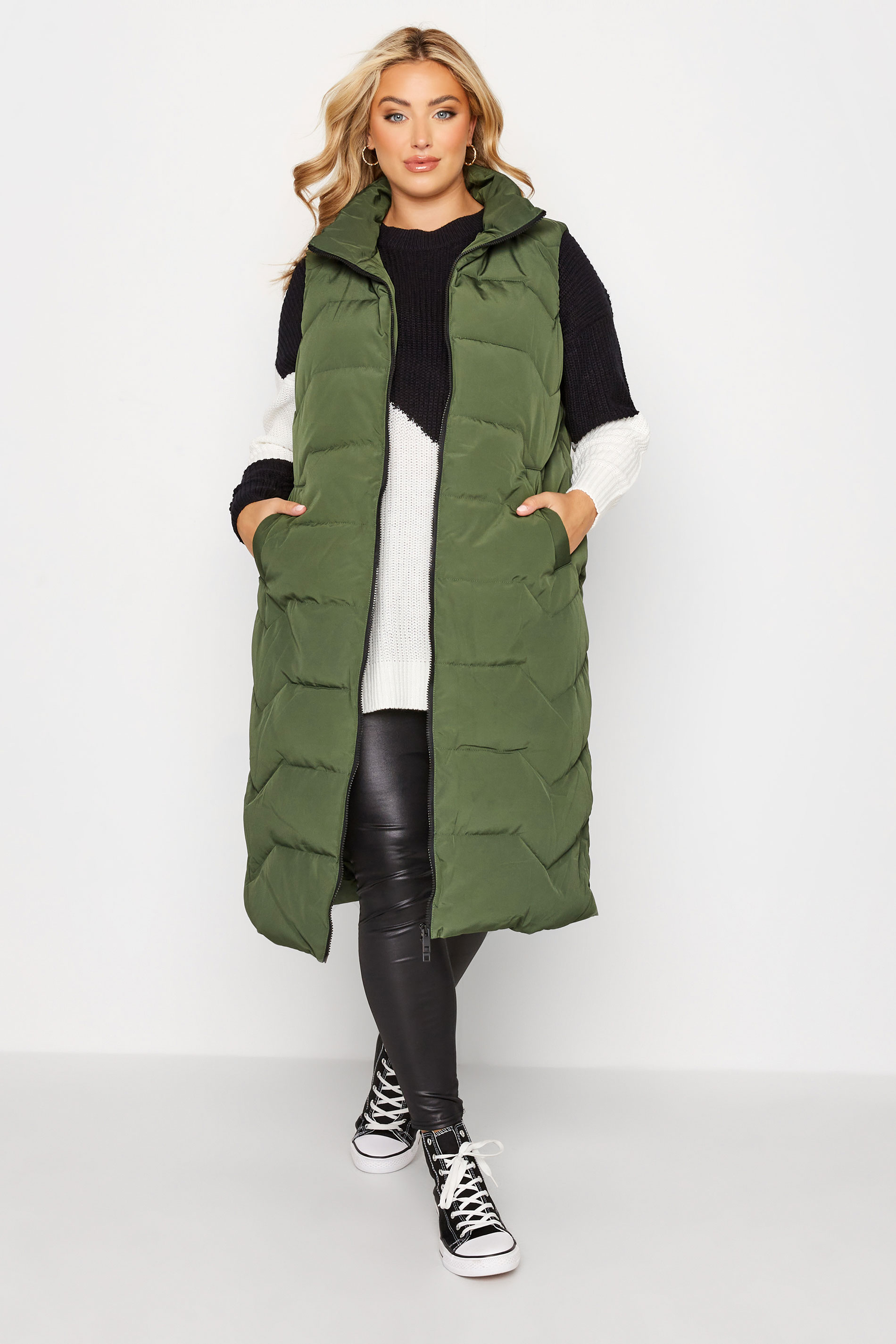Plus Size Green Maxi Gilet | Yours Clothing  1