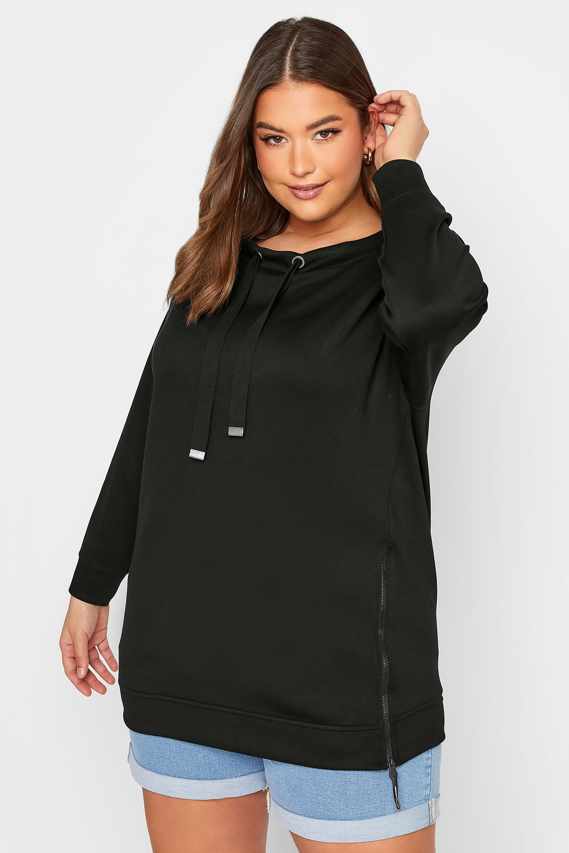 YOURS Curve Plus Size Side Zip Sweatshirt | Yours Clothing 2