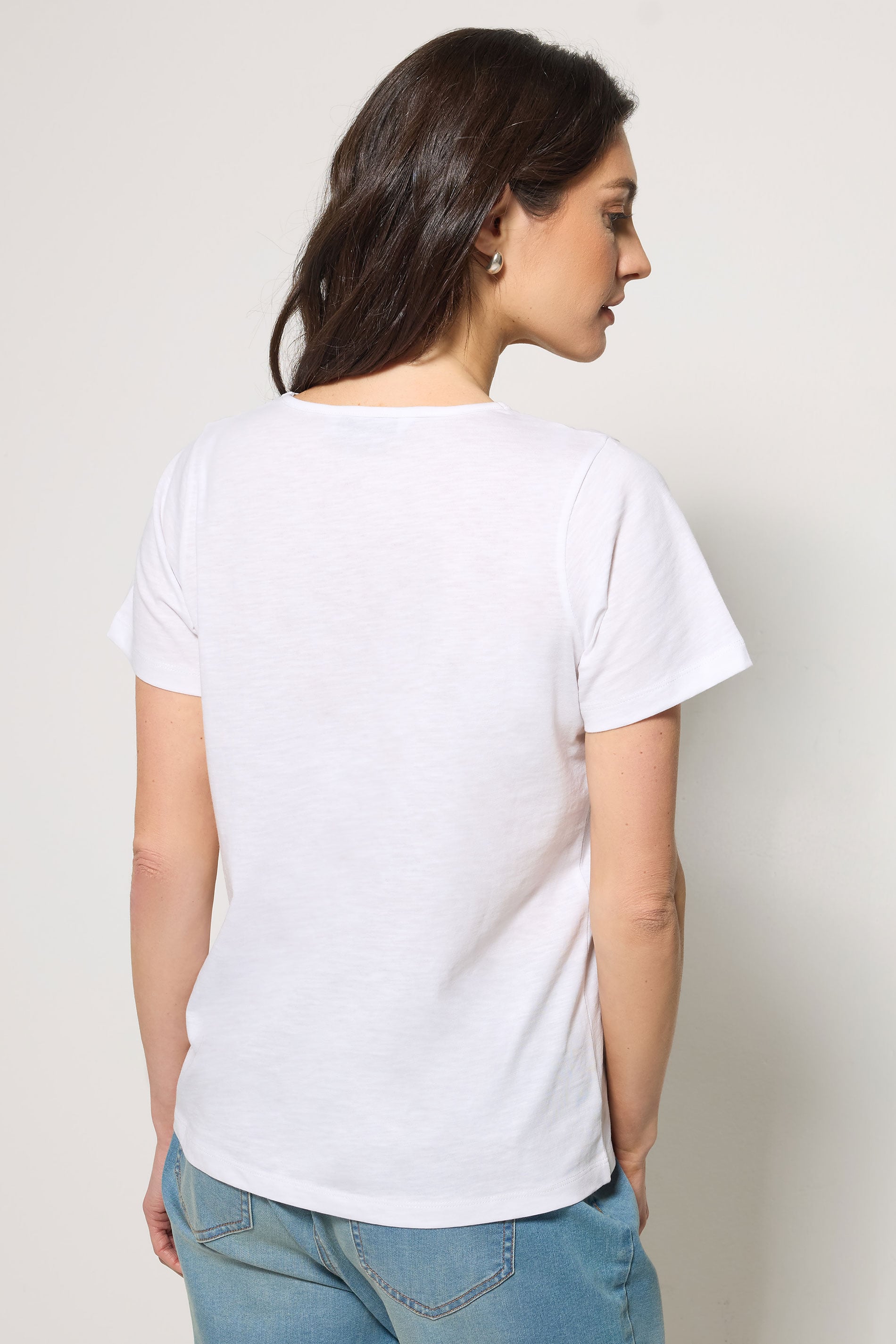 M&Co White Lace Trim V-Neck Cotton T-Shirt | M&Co 5