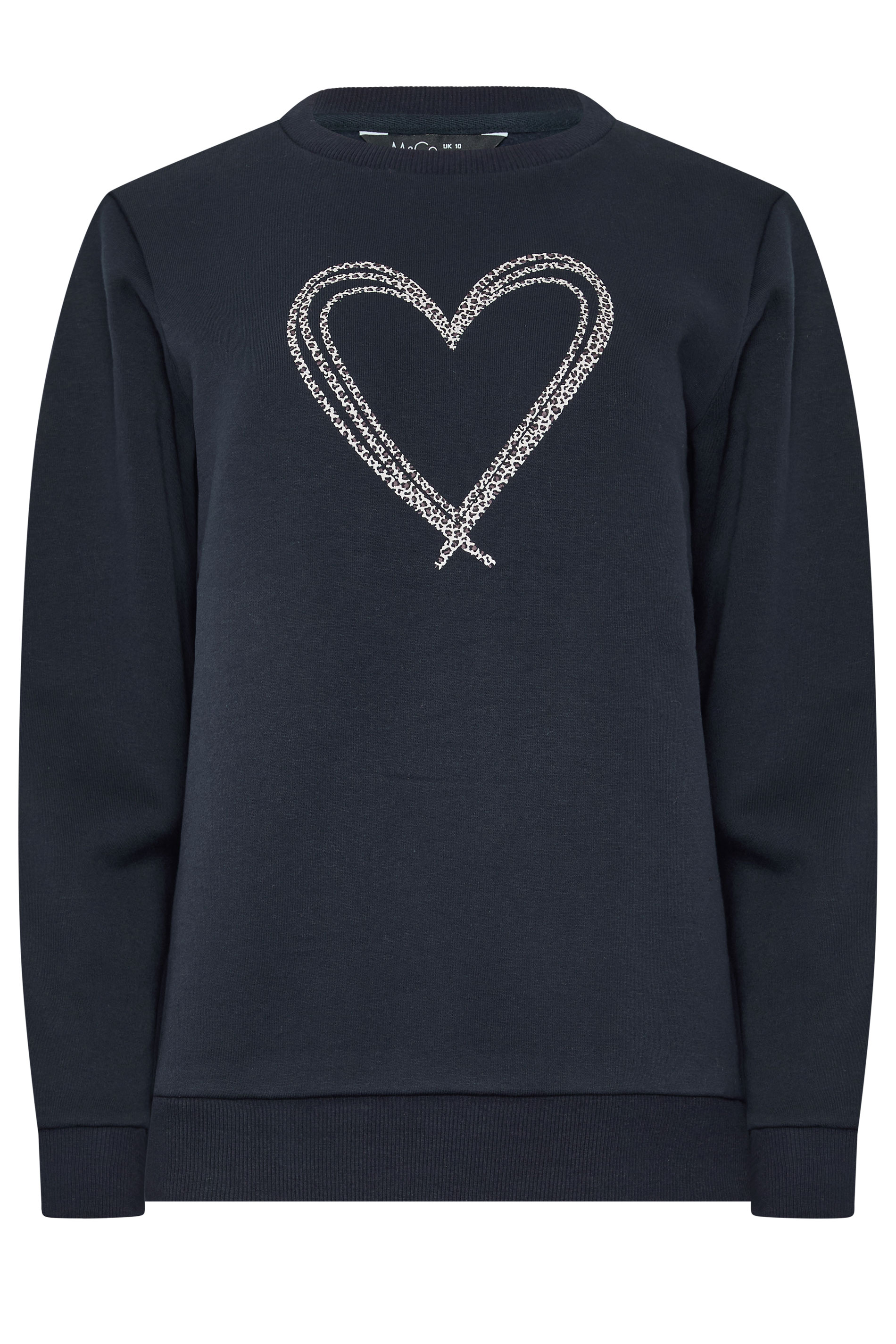 M&Co Navy Blue Animal Print Heart Sweatshirt | M&Co 5