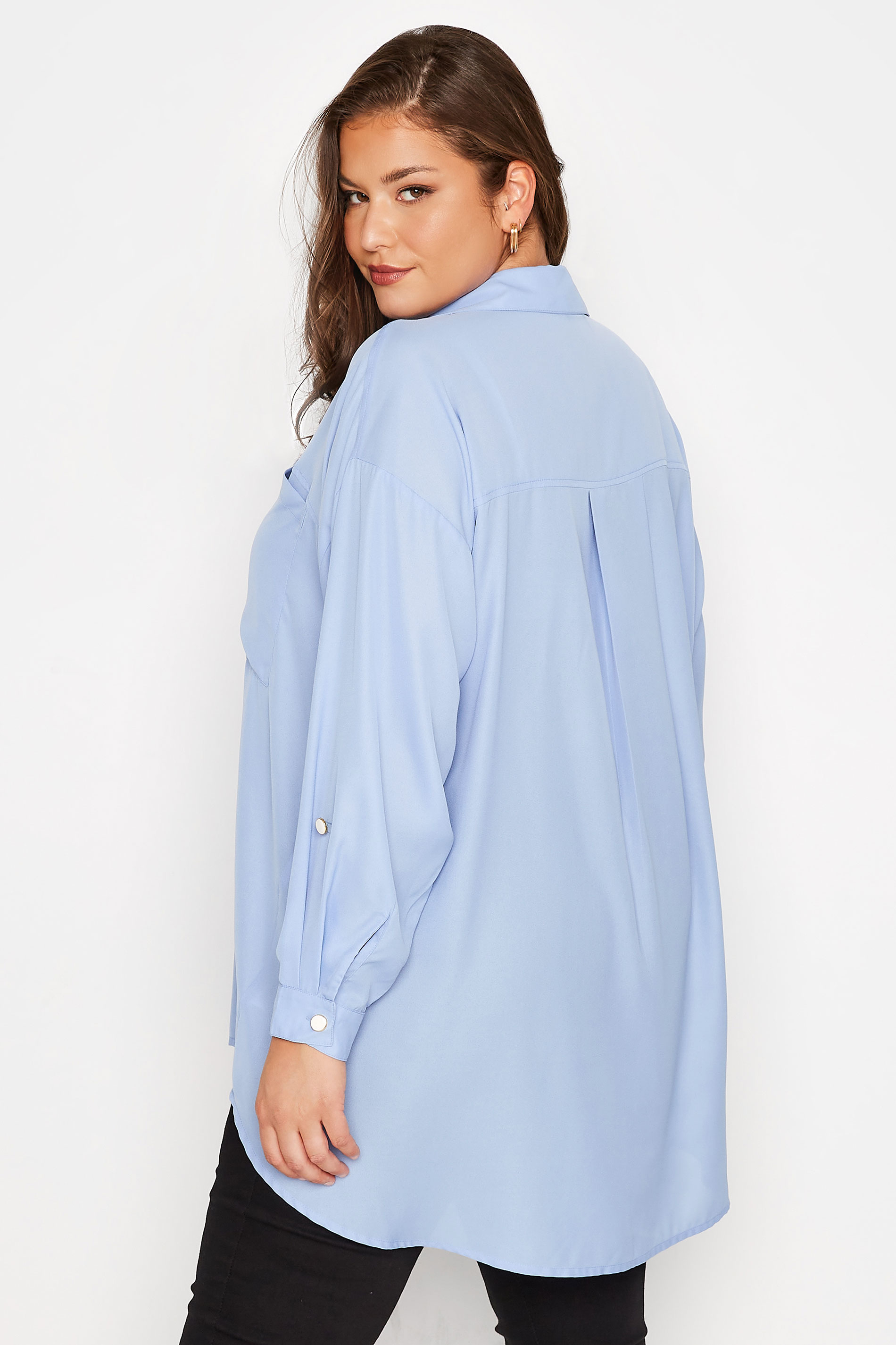 LIMITED COLLECTION Plus Size Light Blue Utility Pocket Shirt | Yours Clothing 3