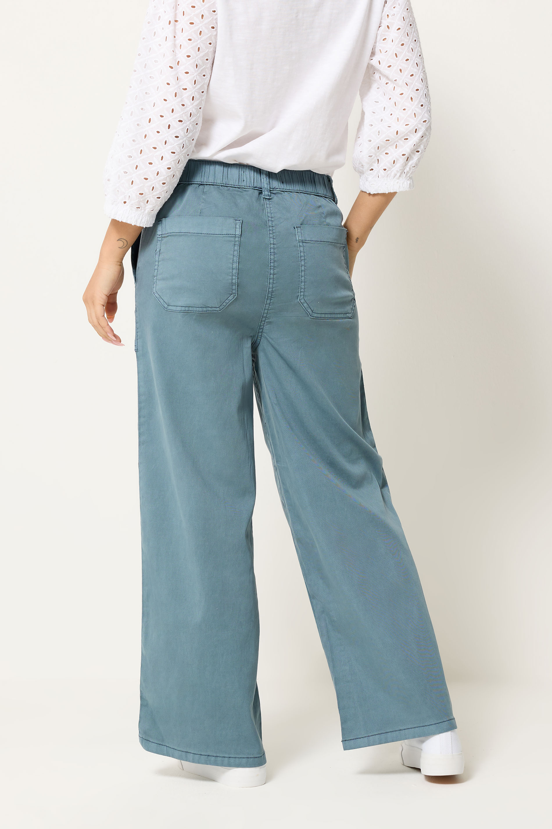 M&Co Petite Blue Midrise Wide Leg Cargo Trousers | M&Co 2