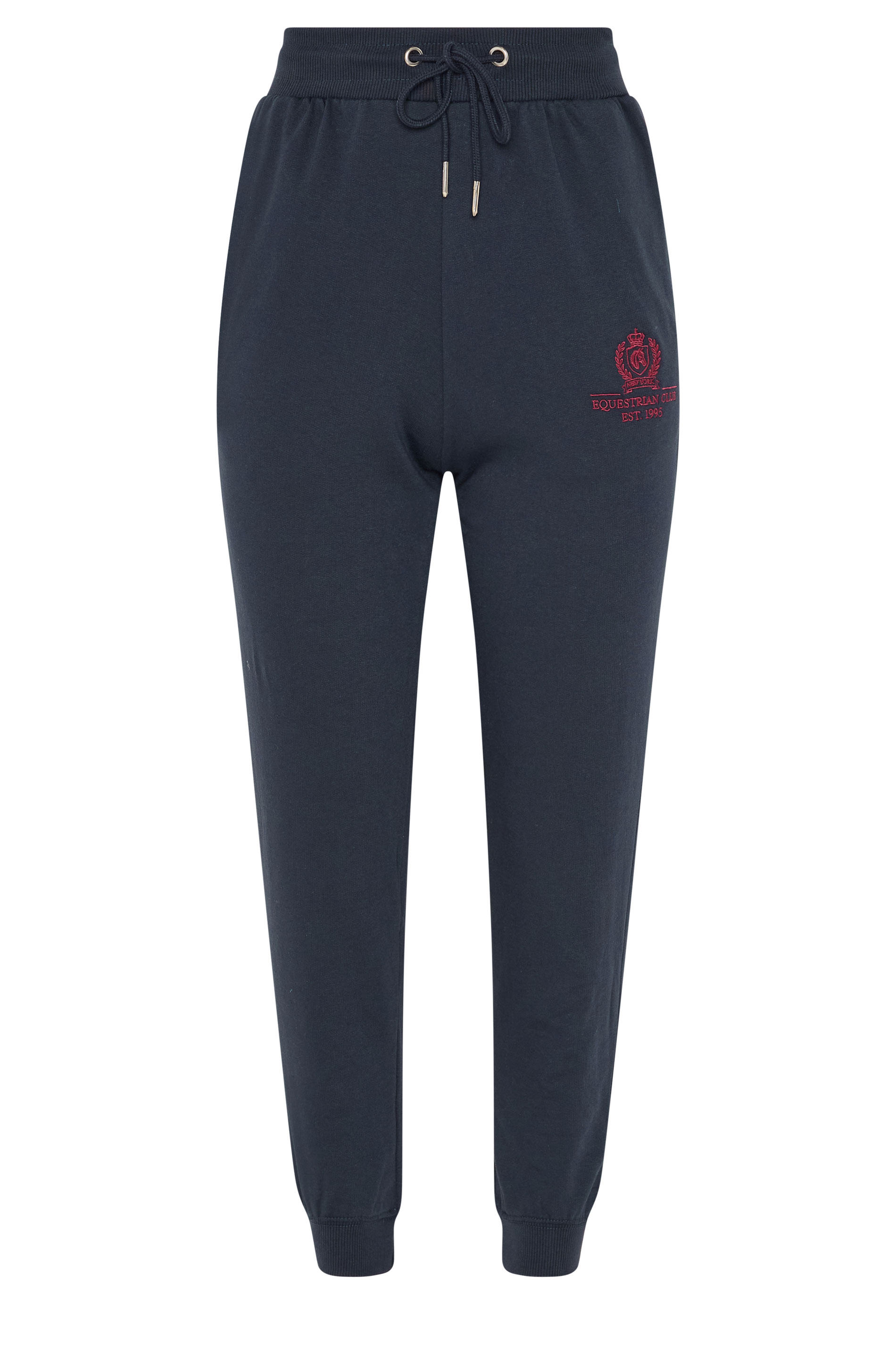 PixieGirl Petite Women's Navy Blue Embroidered Cuffed Joggers | PixieGirl  1