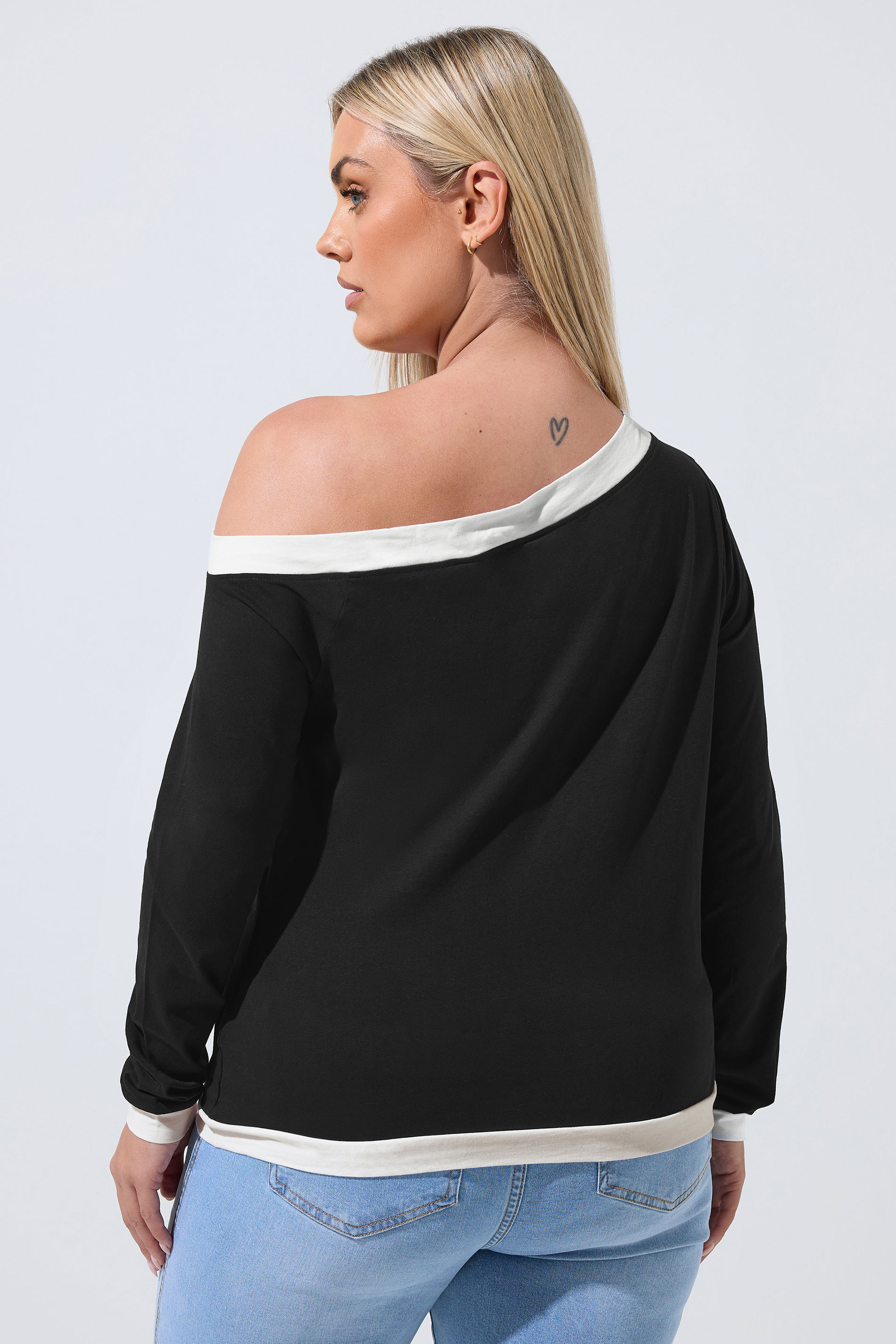 LIMITED COLLECTION Plus Size Black Contrast Off Shoulder Top | Yours Clothing 2