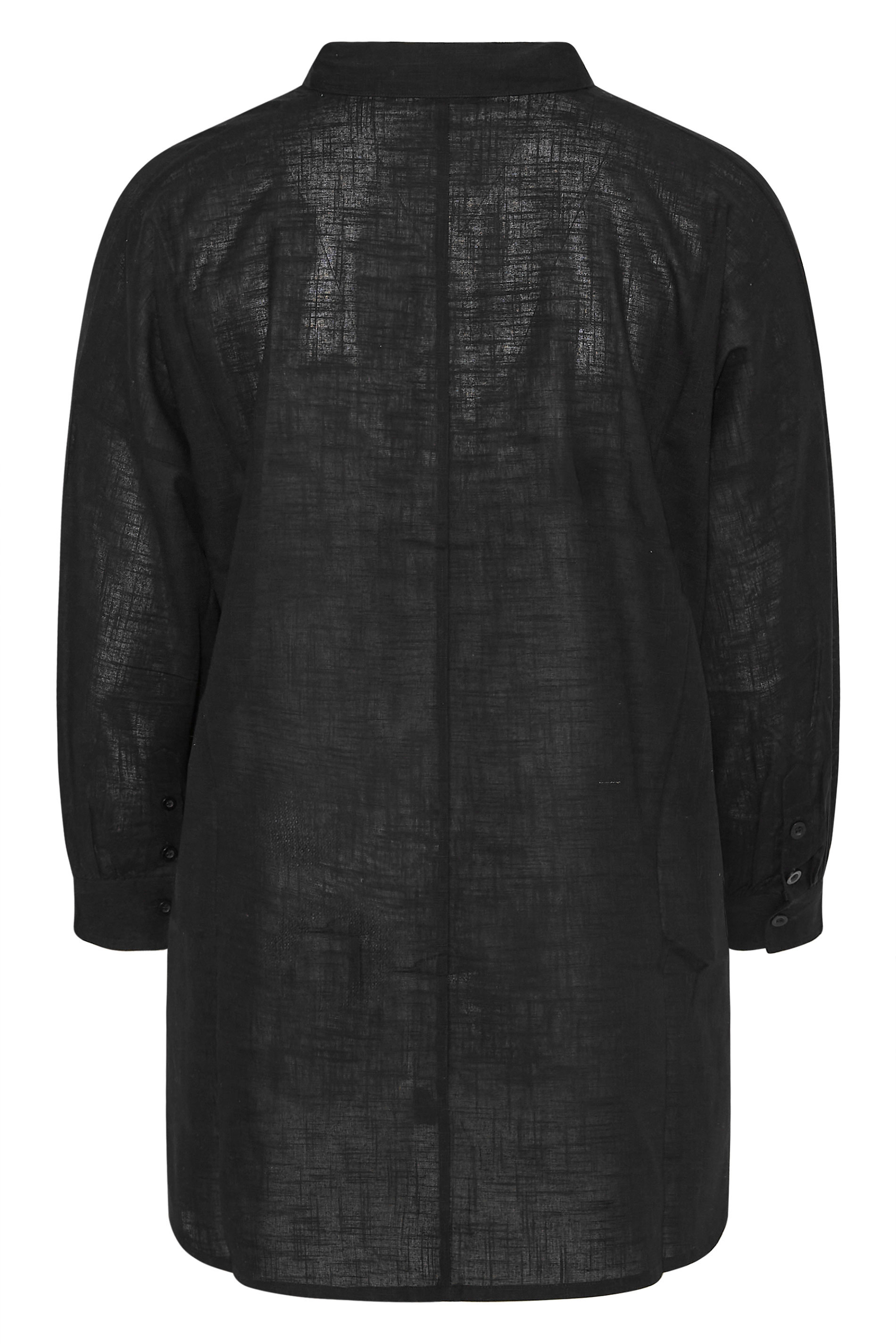 Grande taille  Vêtements de Plage Grande taille  Kimonos de Plage & Paréos | Chemisier de Plage Noir Oversize Manches Longues - GG48349