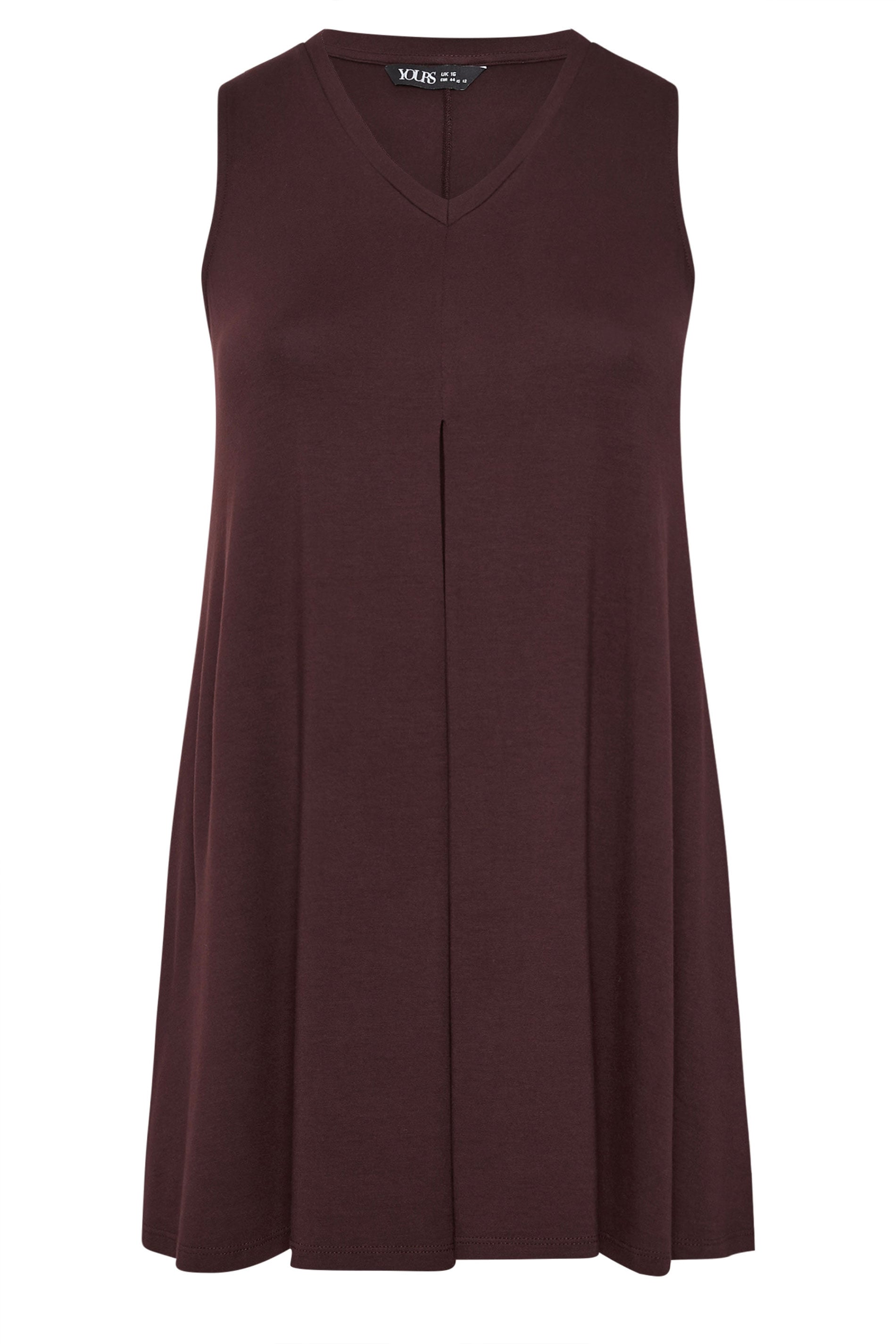 YOURS Plus Size Chocolate Brown Pleat Front Vest Top | Yours Clothing 5