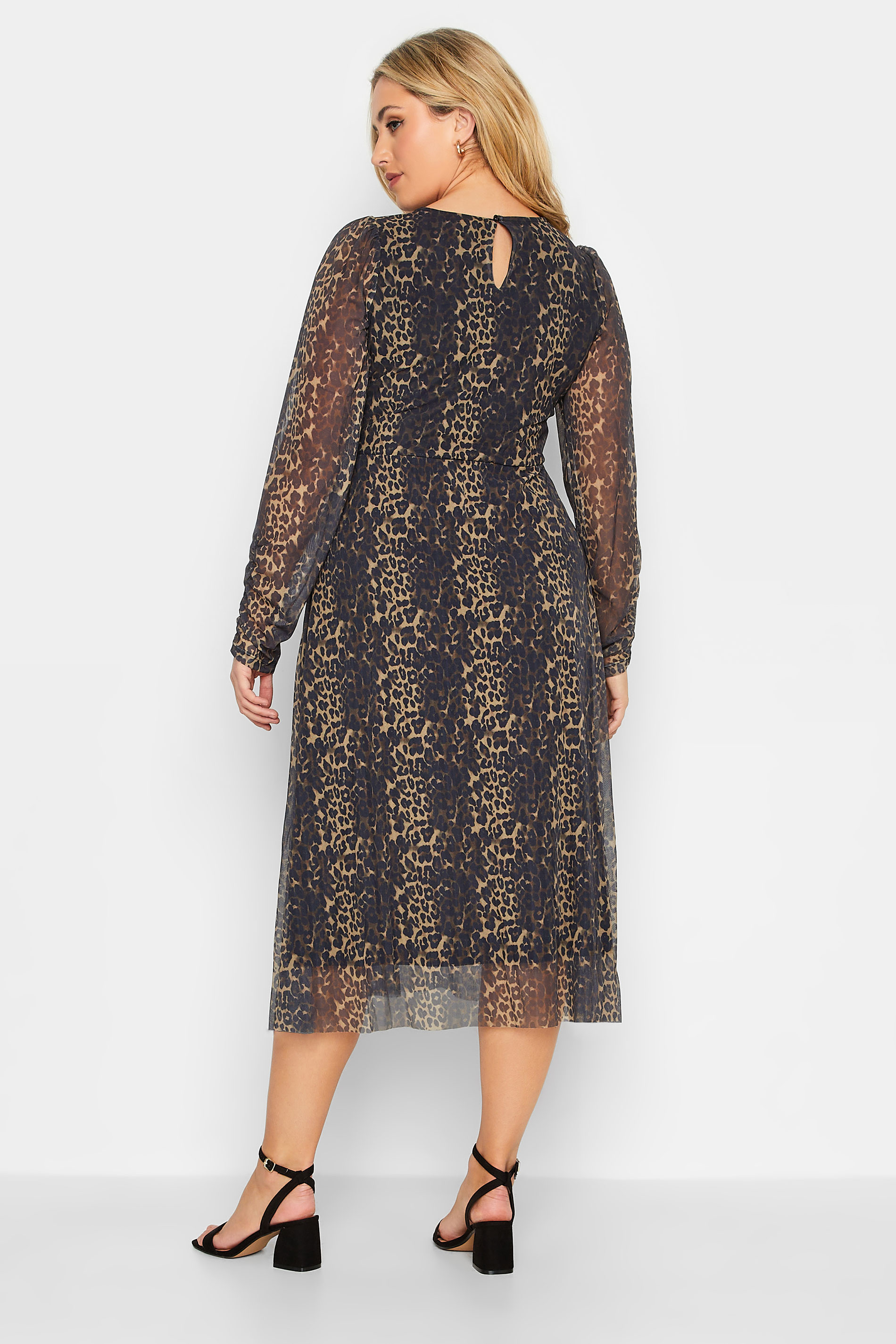 Curve Leopard Print Mesh Dress | Yours Clothing 3