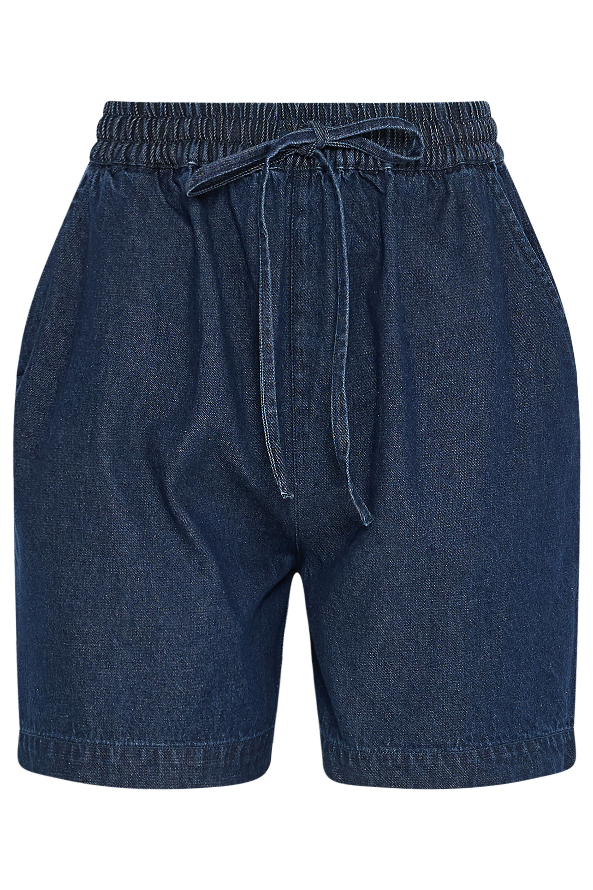 LTS Tall Women's Indigo Blue Denim Elasticated Cotton Shorts | Long Tall Sally 5
