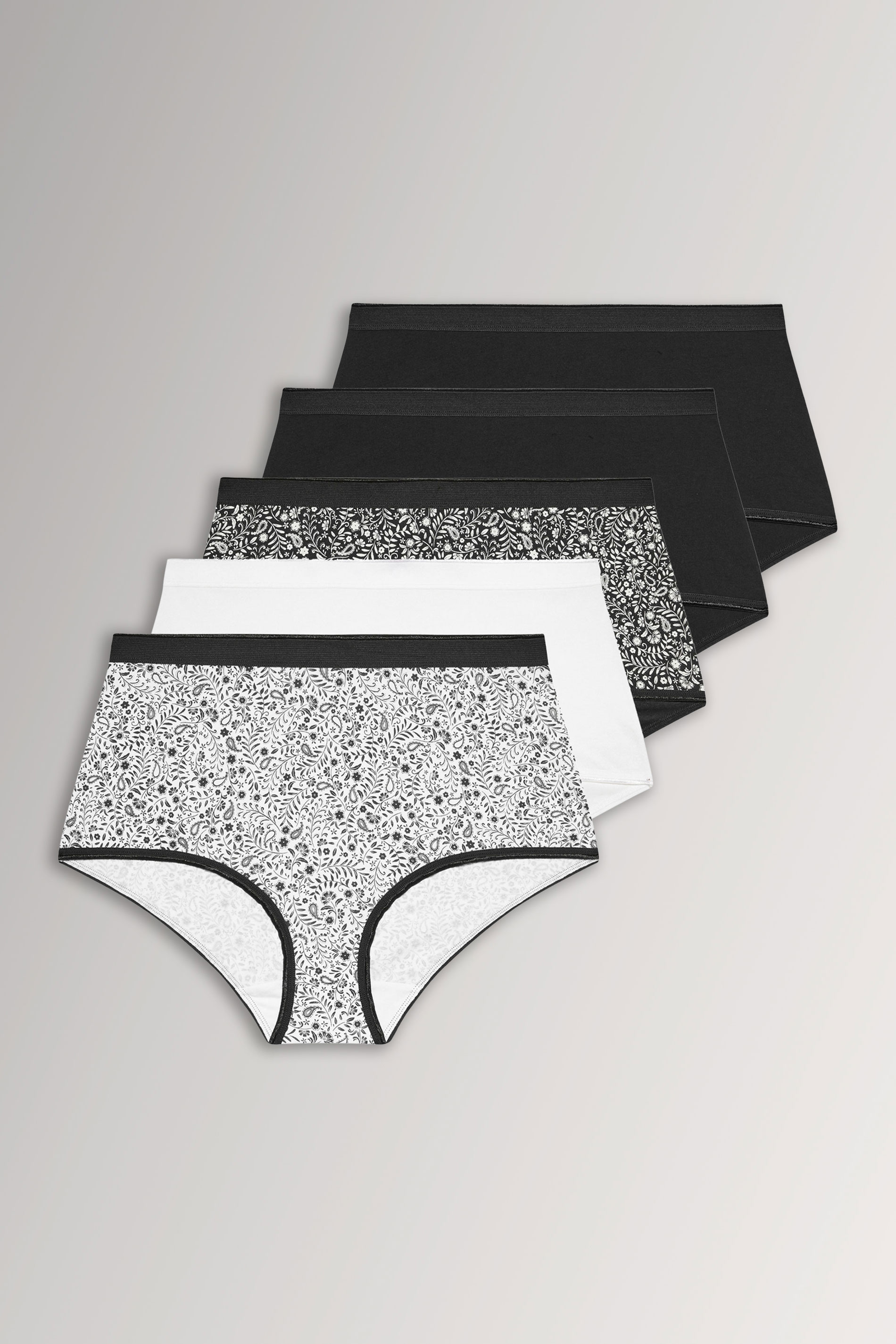 YOURSET 5 PACK Plus Size Black Paisley Print Full Briefs | Yours Clothing 3