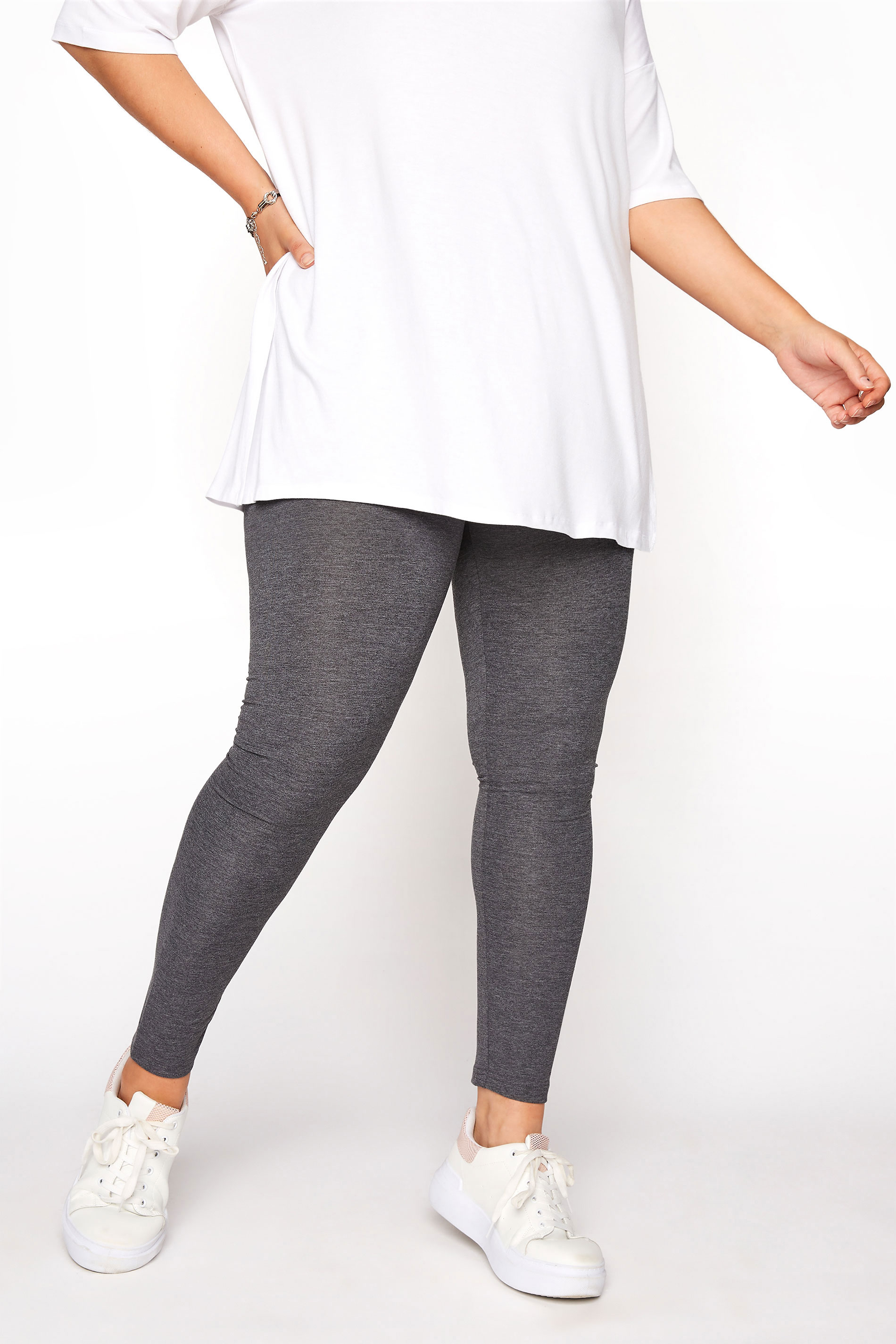 Plus Size YOURS FOR GOOD Grey Viscose Leggings | Yours Clothing 1