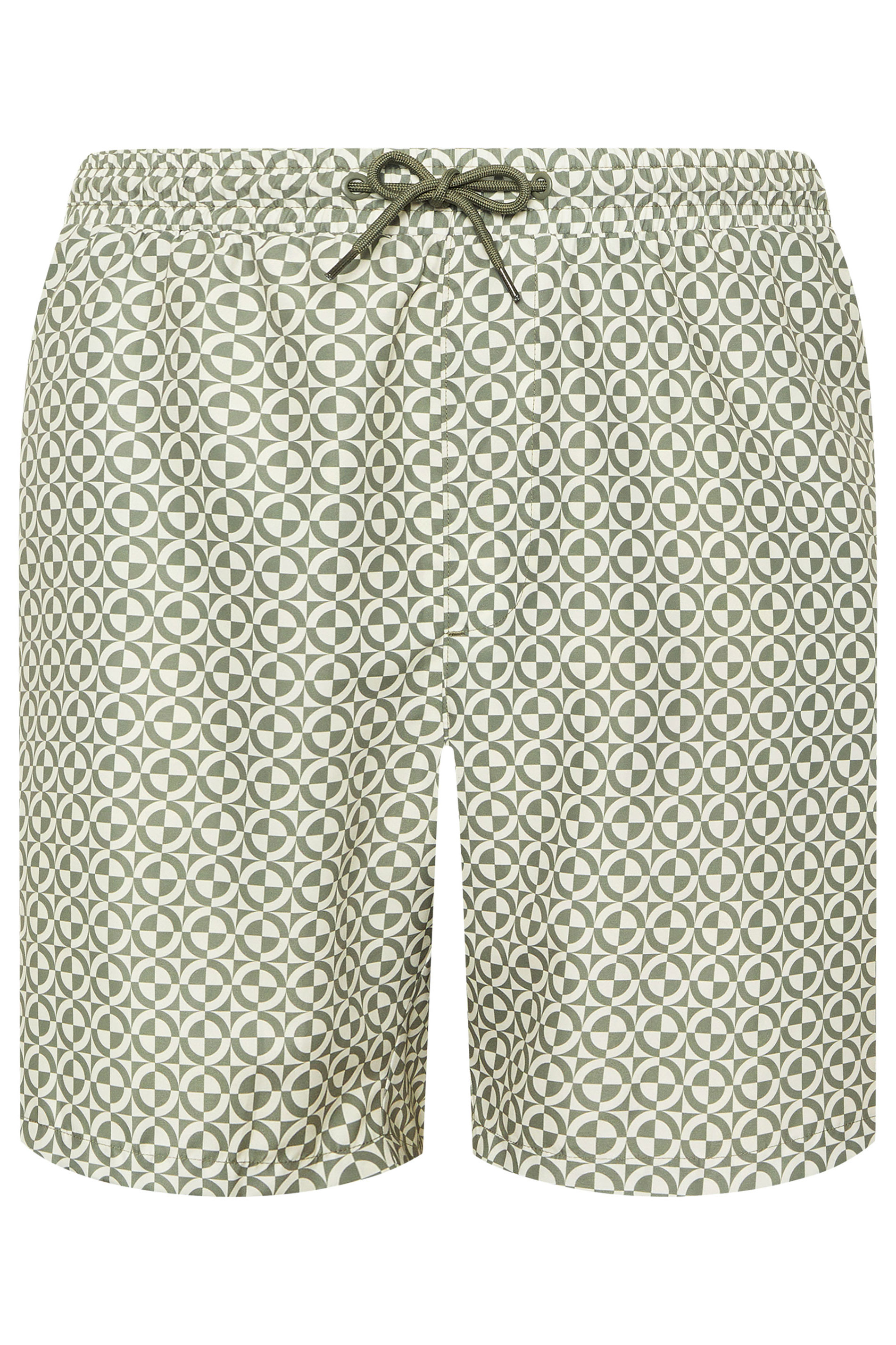 BadRhino Big & Tall Green & White Geometric Swim Shorts | BadRhino 6