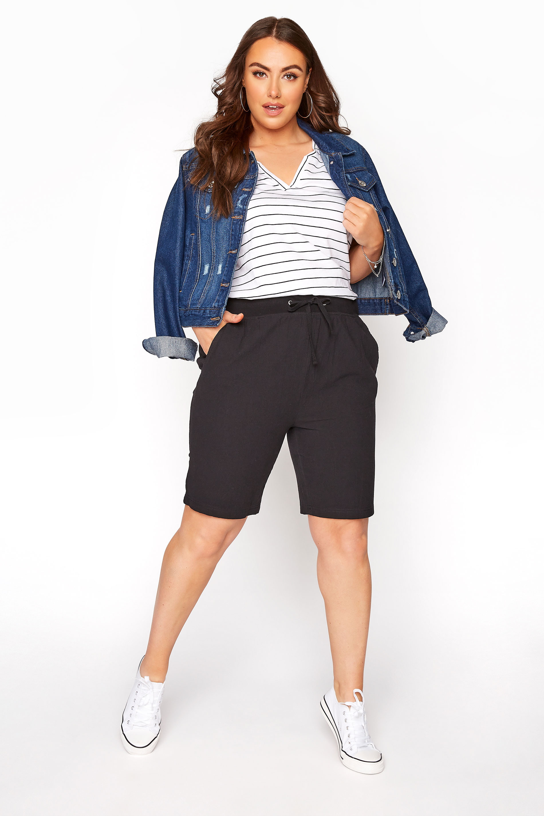 Black Cool Cotton Shorts | Yours Clothing