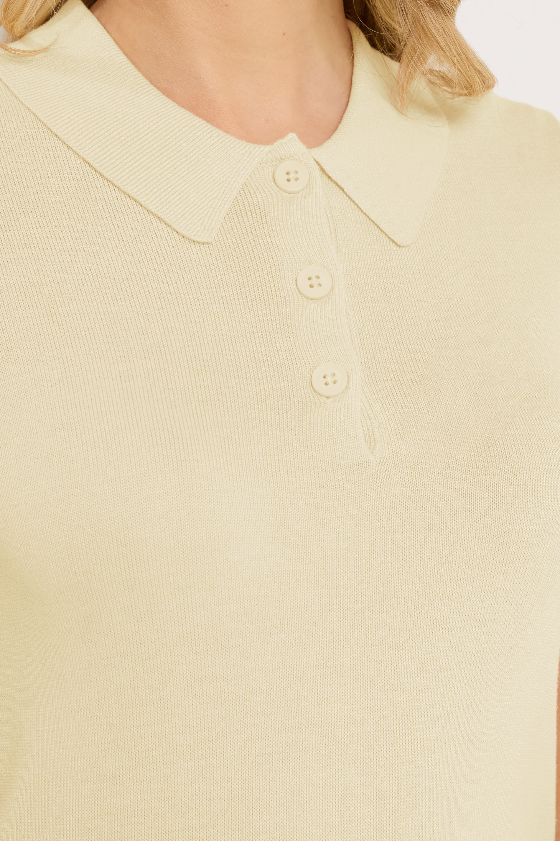 LTS Tall Women's Yellow Knitted Polo Top | Long Tall Sally 5