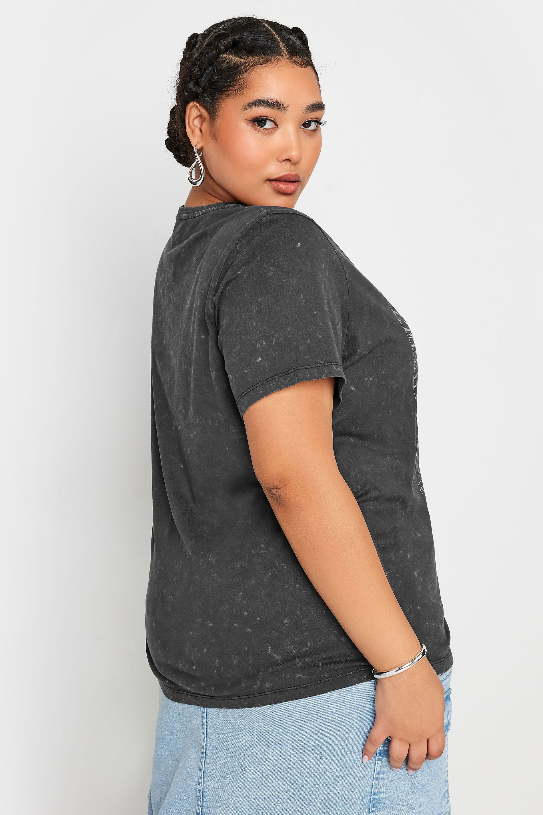 YOURS Plus Size Charcoal Grey 'The Lovers' Slogan T-Shirt | Yours Clothing 3